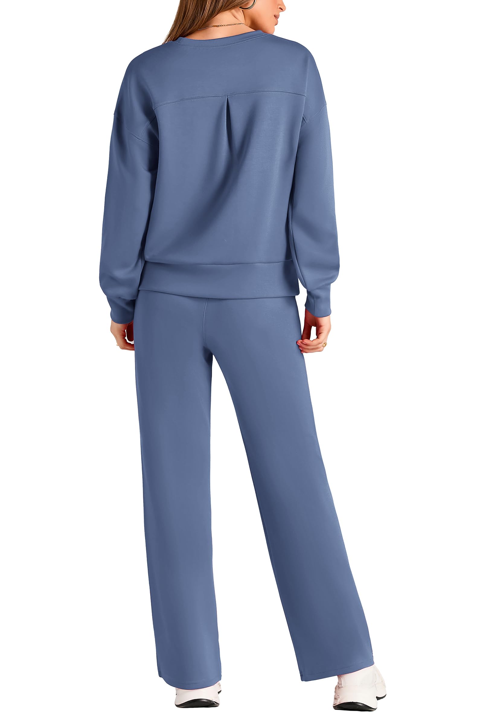 Women's 2 Piece Outfits Sweatsuits Lounge Sets,Grey Blue,M