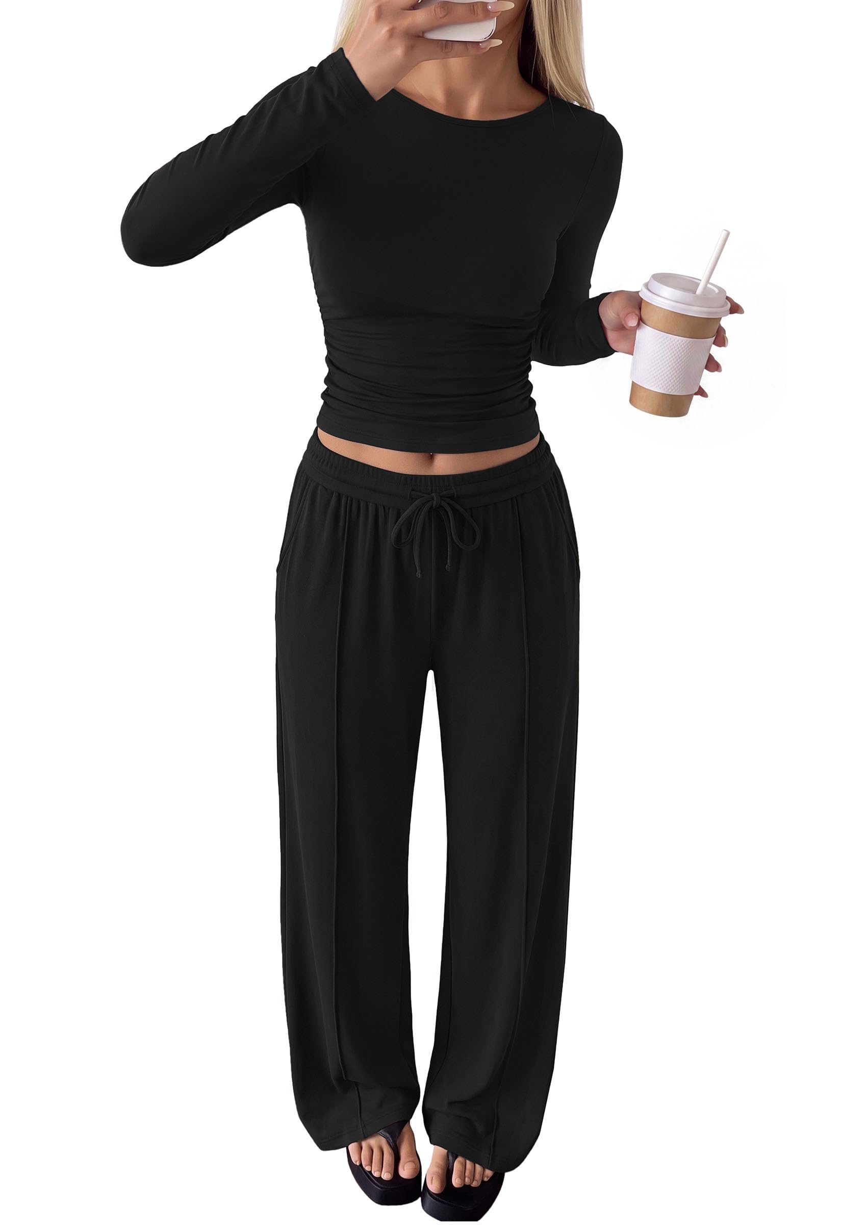 Womens 2 Piece Lounge Sets Fall Fashion Airport Travel Outfits