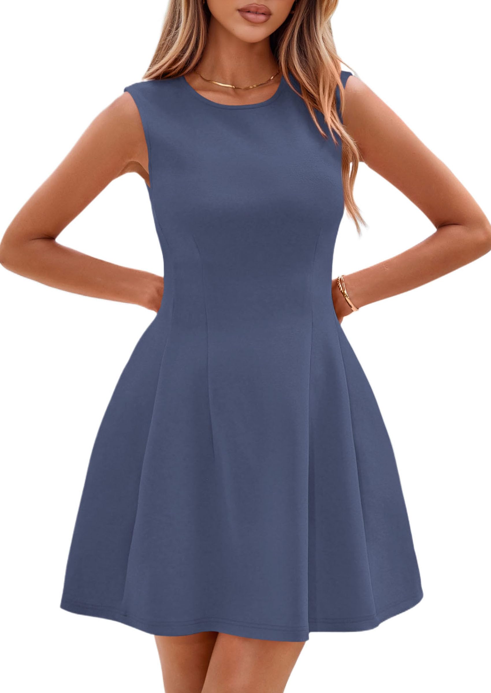 Women's A Line Elegant Summer Cocktail Dresses, Dusty Blue,XS