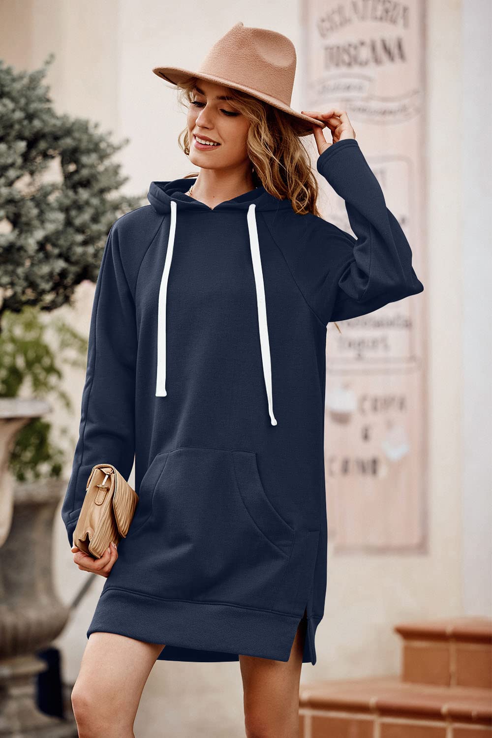 Sweatshirt for Women Fall Oversized Hoodie Dress,Navy,S