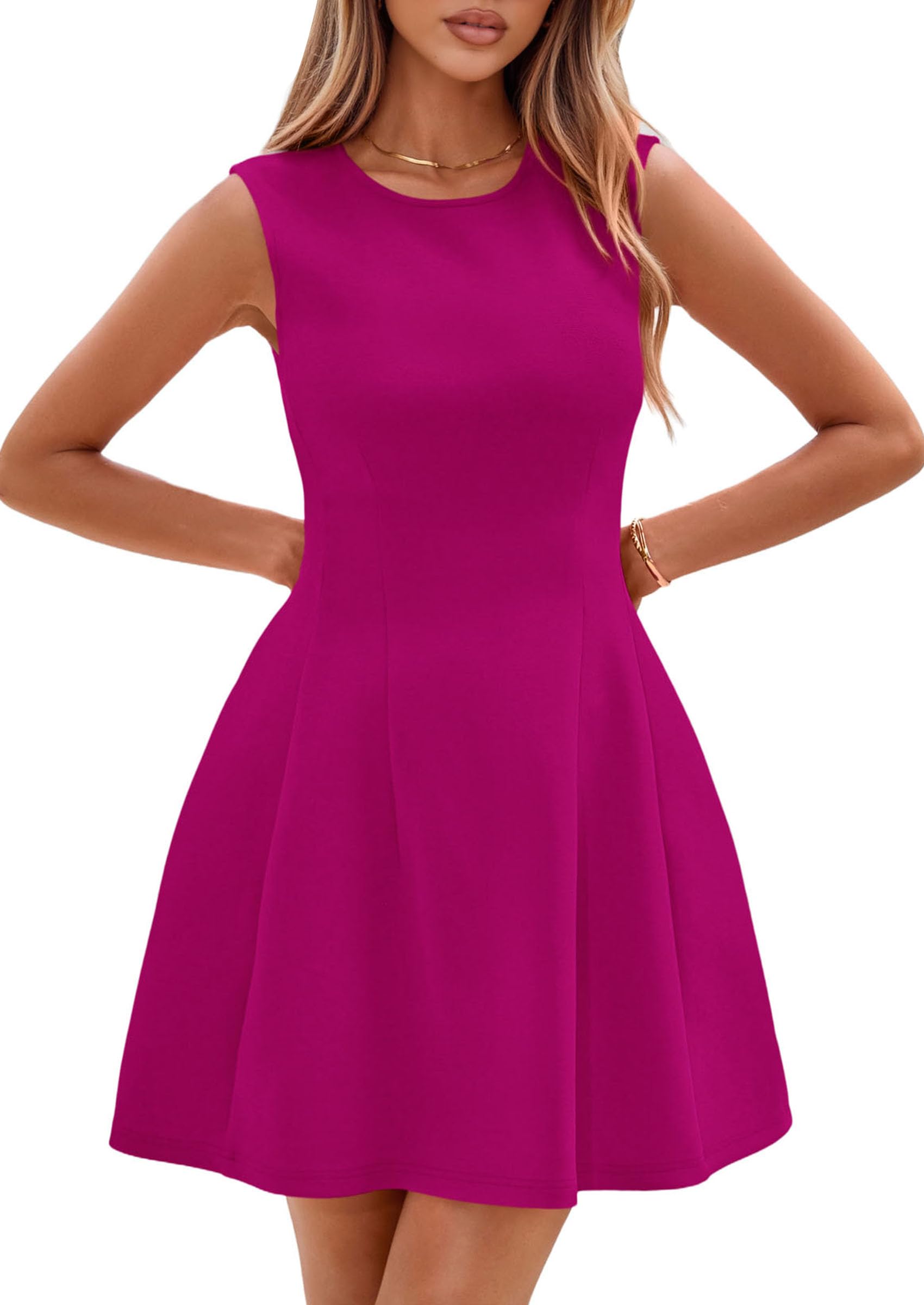 Women's A Line Elegant Summer Cocktail Dresses, Hot Pink,XS