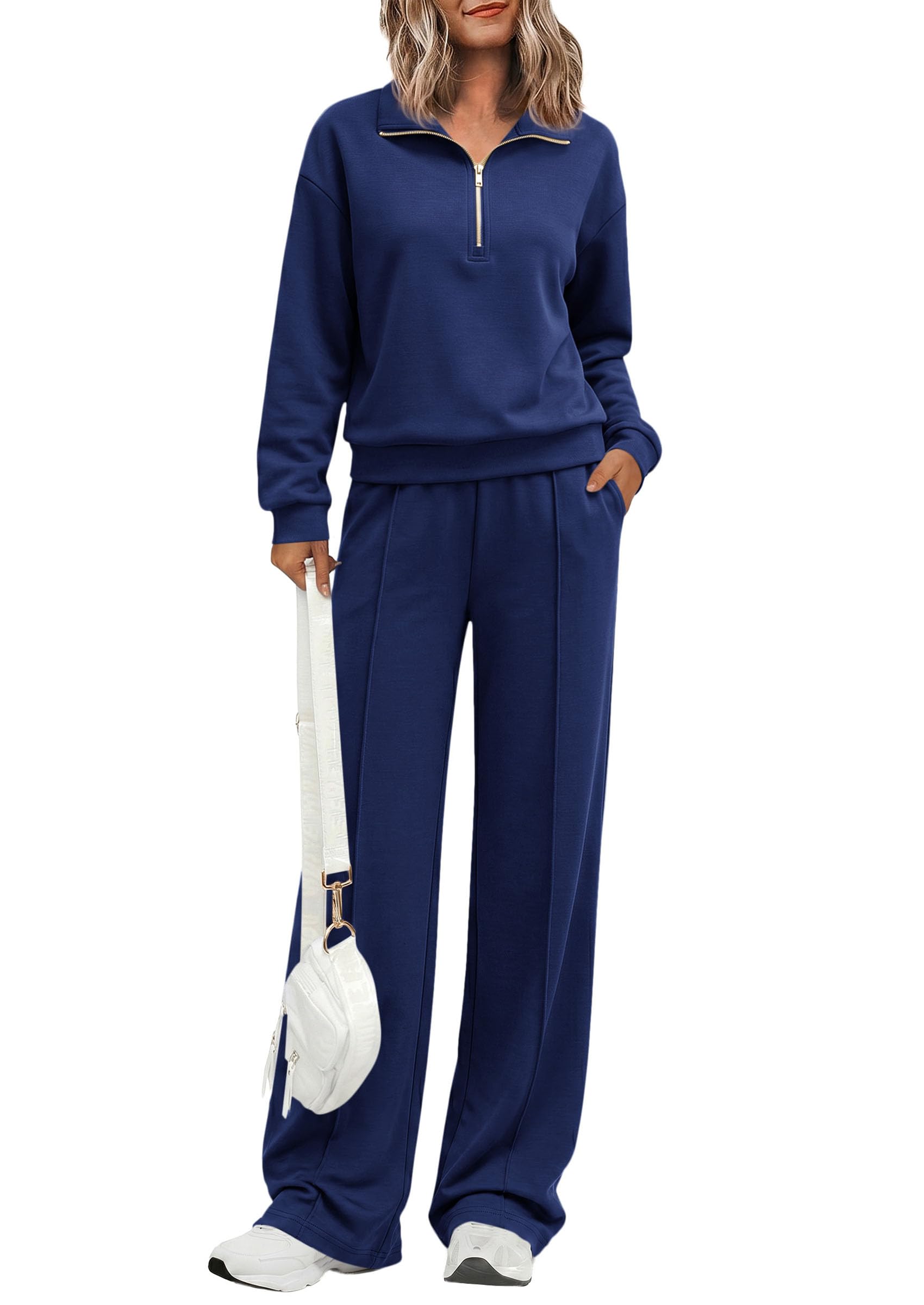 Women's Lounge Sets 2 Piece Outfits Sweatsuits,Dark Blue,S