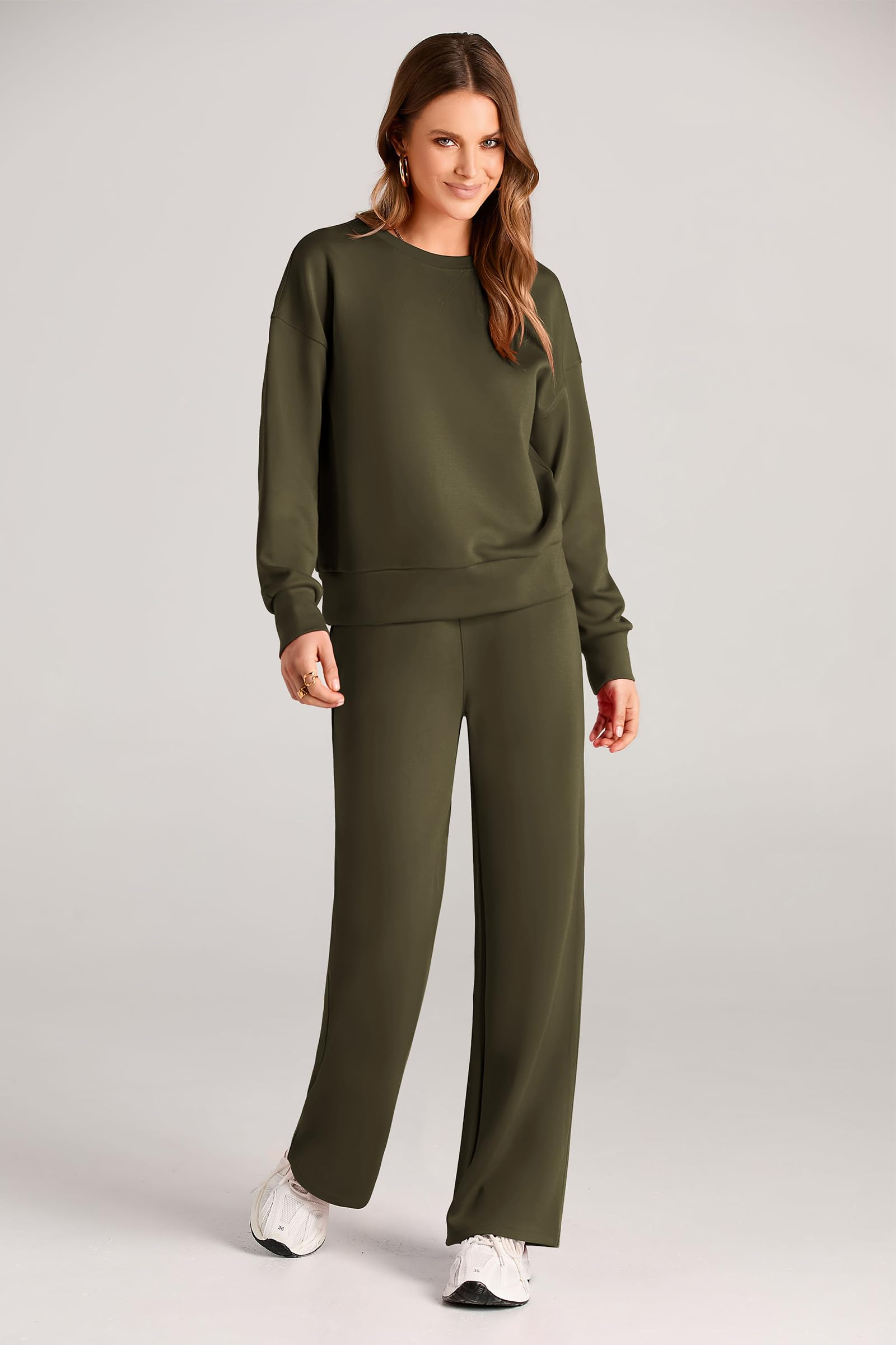 Women's 2 Piece Outfits Sweatsuits Lounge Sets,Army Green,S