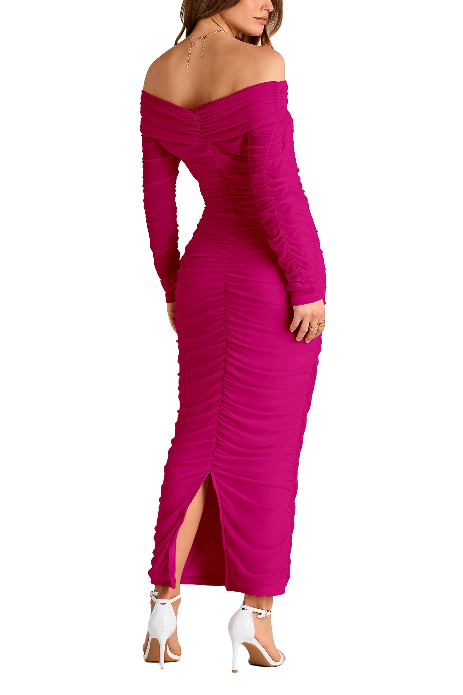 Women's Off Shoulder Bodycon Maxi Dress Wedding Guest Dresses