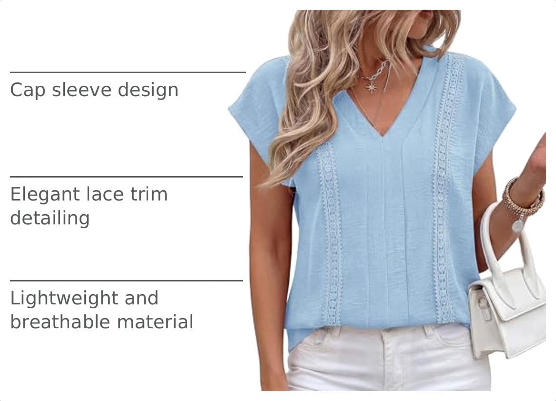 Women's Summer Tops Dressy Casual Blouses,Light Blue,M