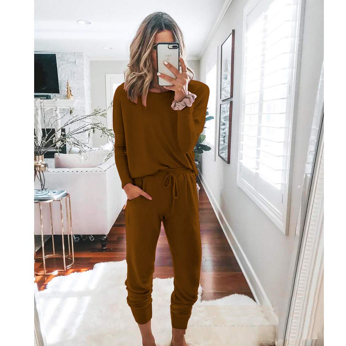 Airport Travel Outfit Women Fall 2 Piece Matching Lounge Sets