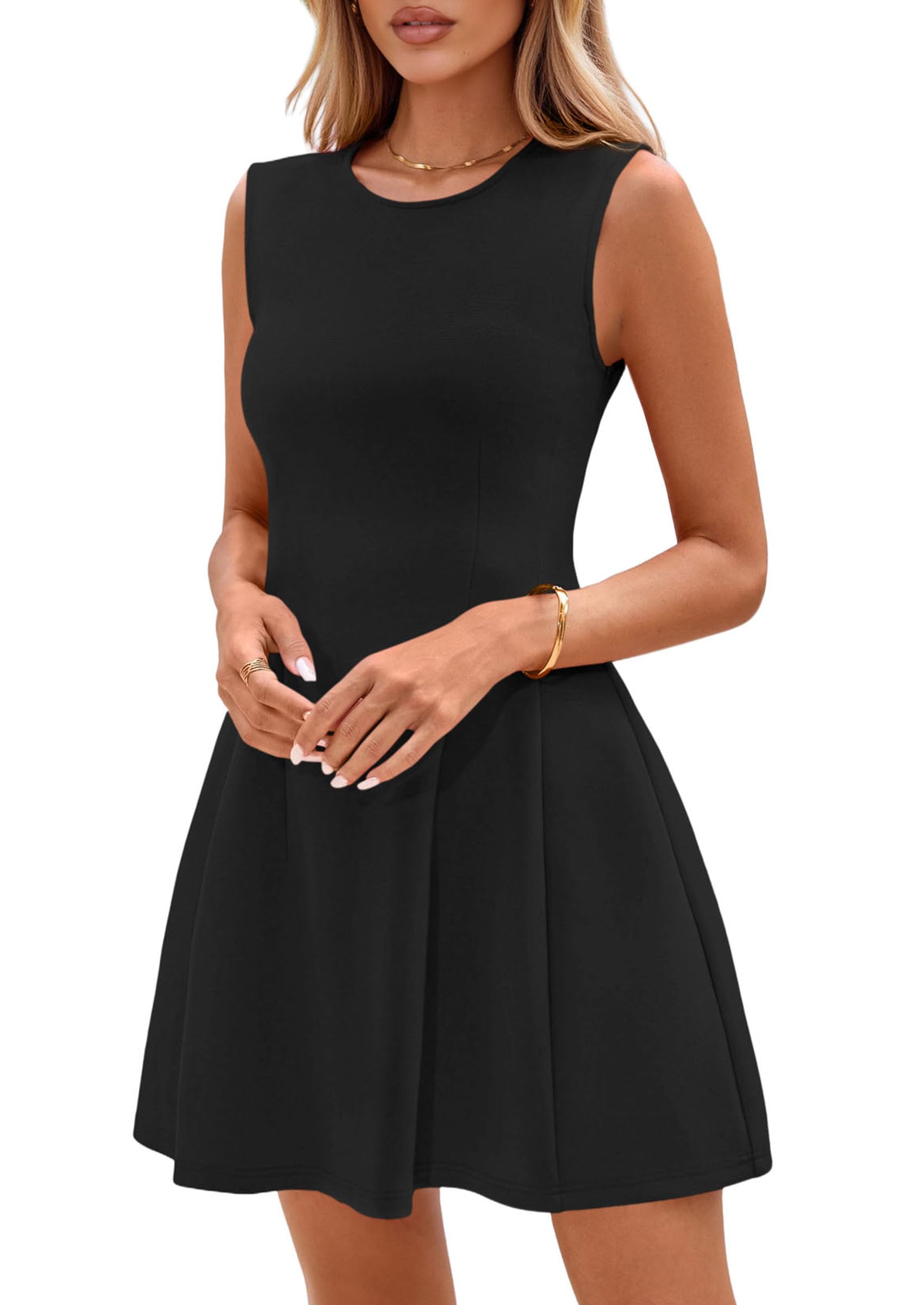 Women's A Line Elegant Summer Cocktail Dresses, Black,XS