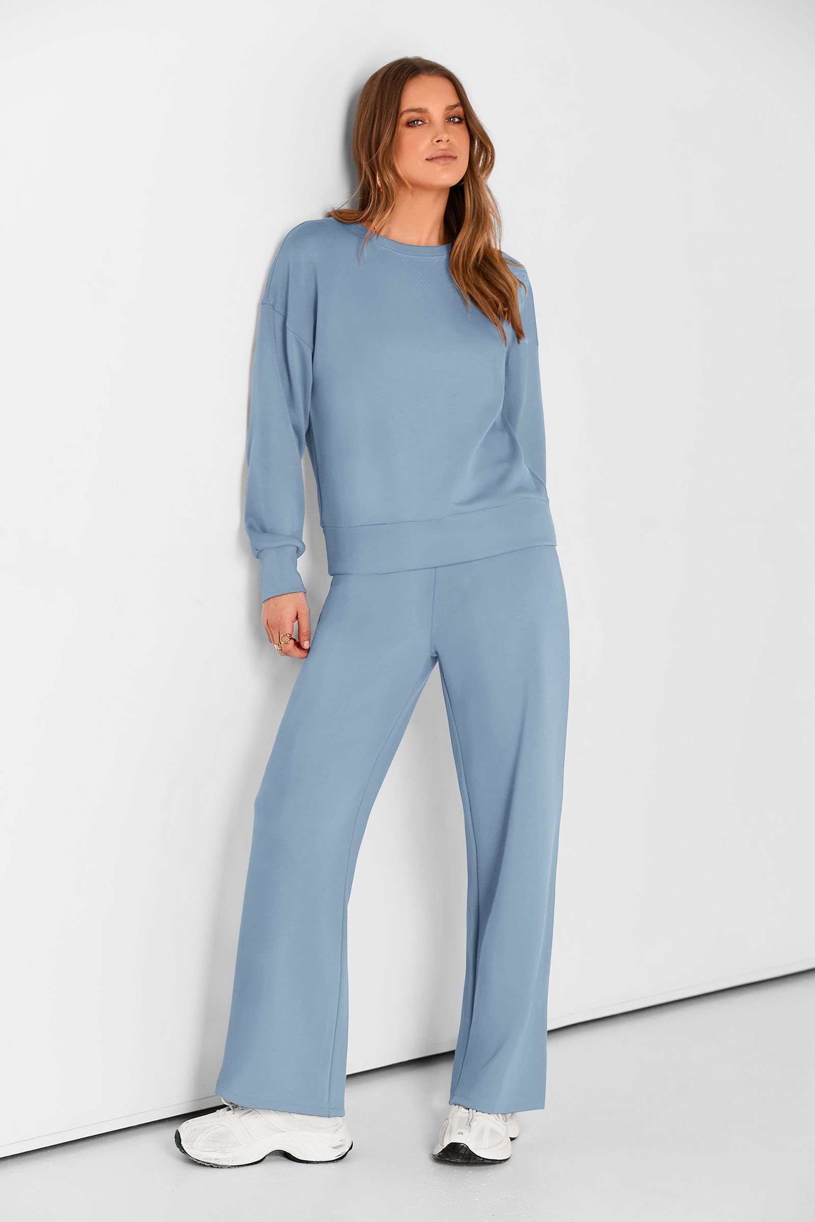 Women's 2 Piece Outfits Sweatsuits Lounge Sets,Light Blue,S
