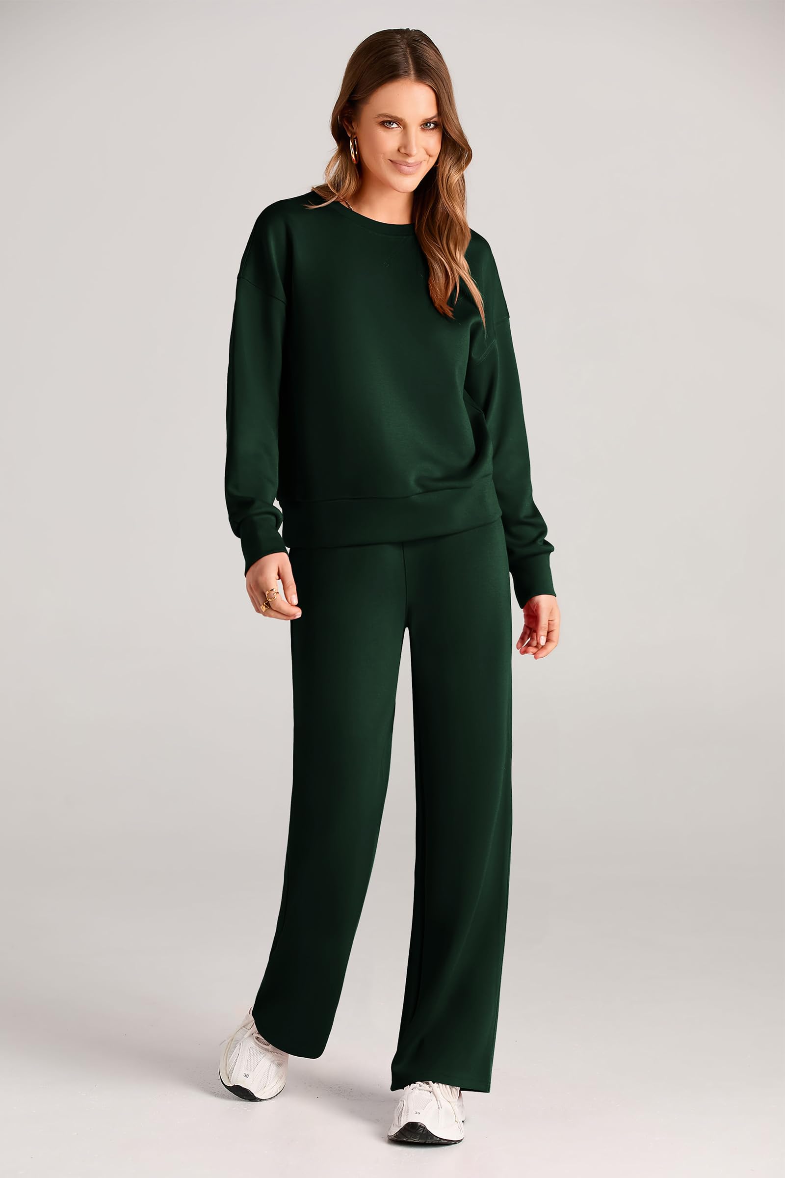 Women's 2 Piece Outfits Sweatsuits Lounge Sets,Dark Green,S