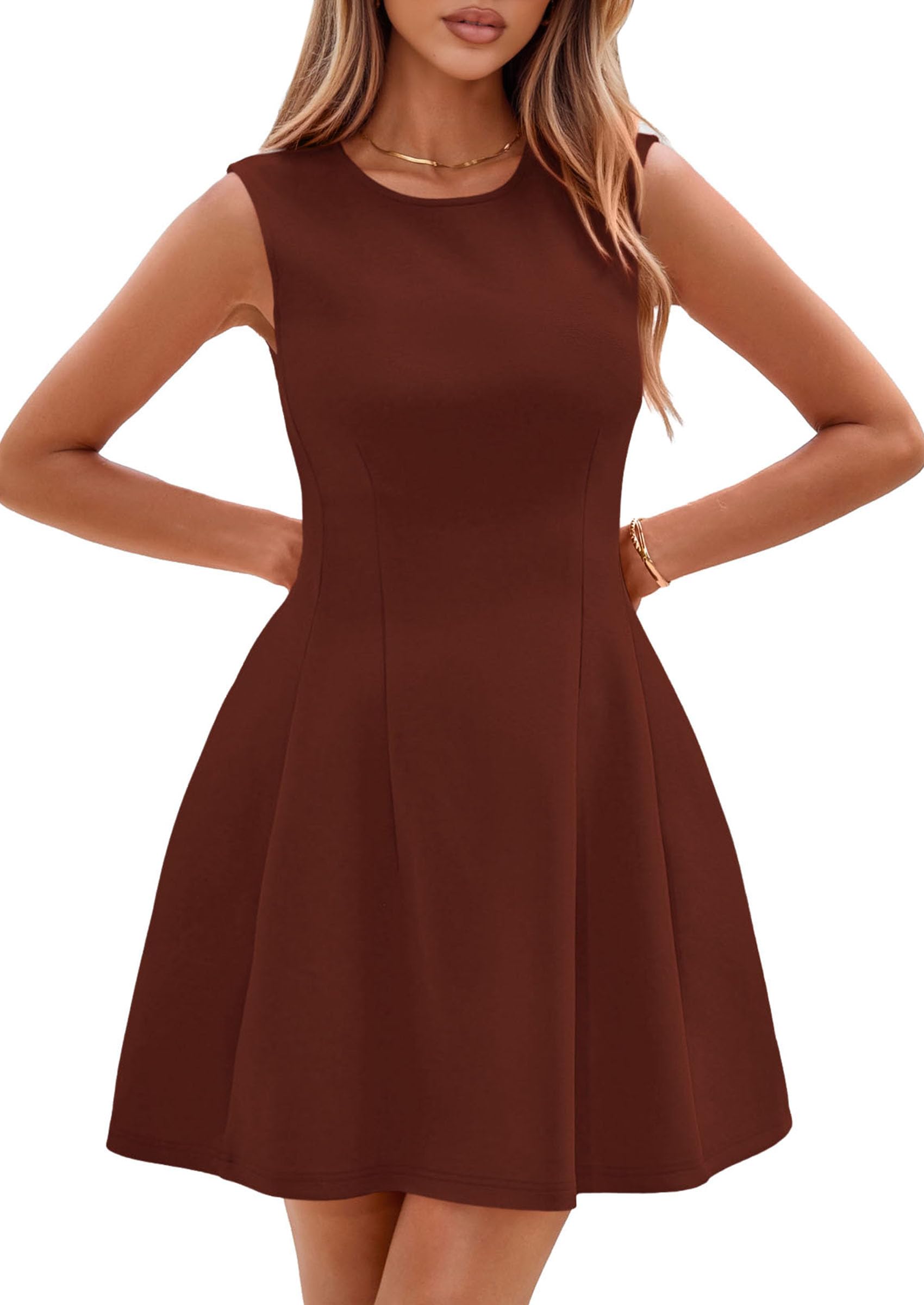 Women's A Line Elegant Summer Cocktail Dresses, Brick Red,XS