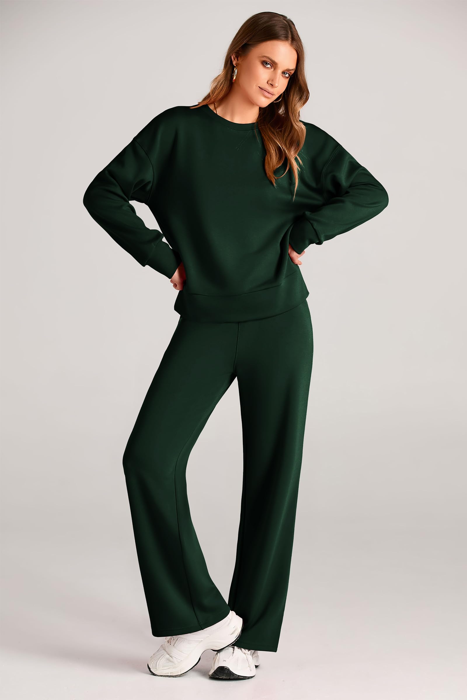 Women's 2 Piece Outfits Sweatsuits Lounge Sets,Dark Green,S