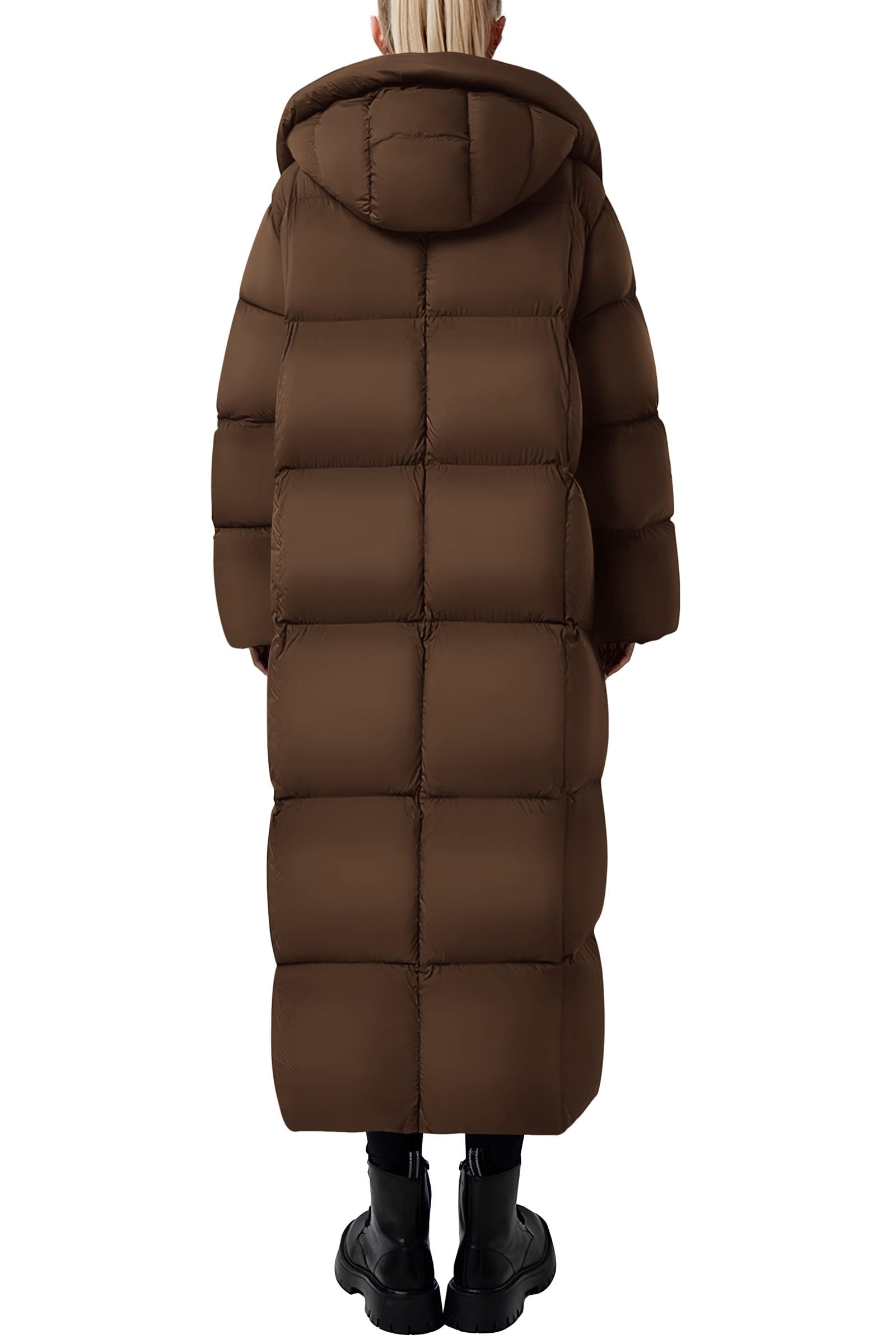Women's Trendy Winter Long Puffer Coats(Dark Brown,X-Small)