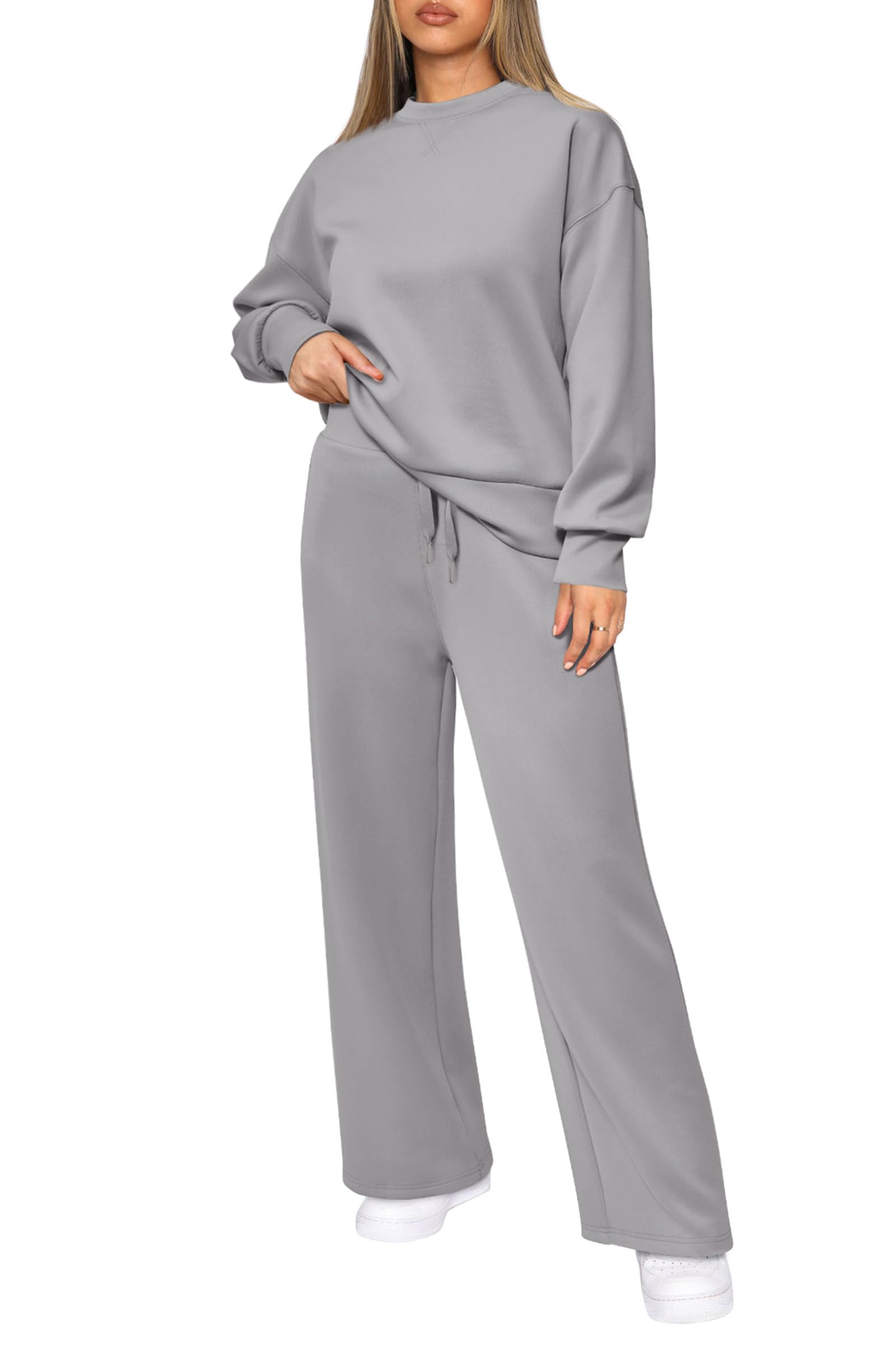 Women's 2 Piece Outfits Sweatsuits Lounge Sets,Grey,S