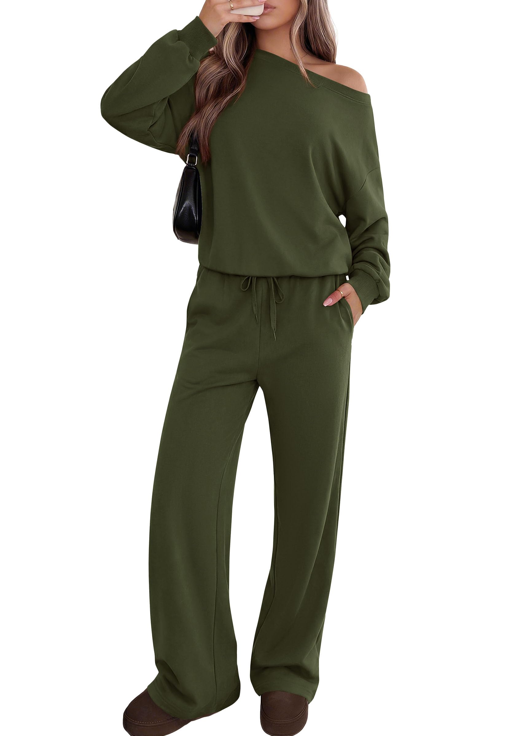 2 Piece Sets for Women Off the Shoulder Matching Lounge Set