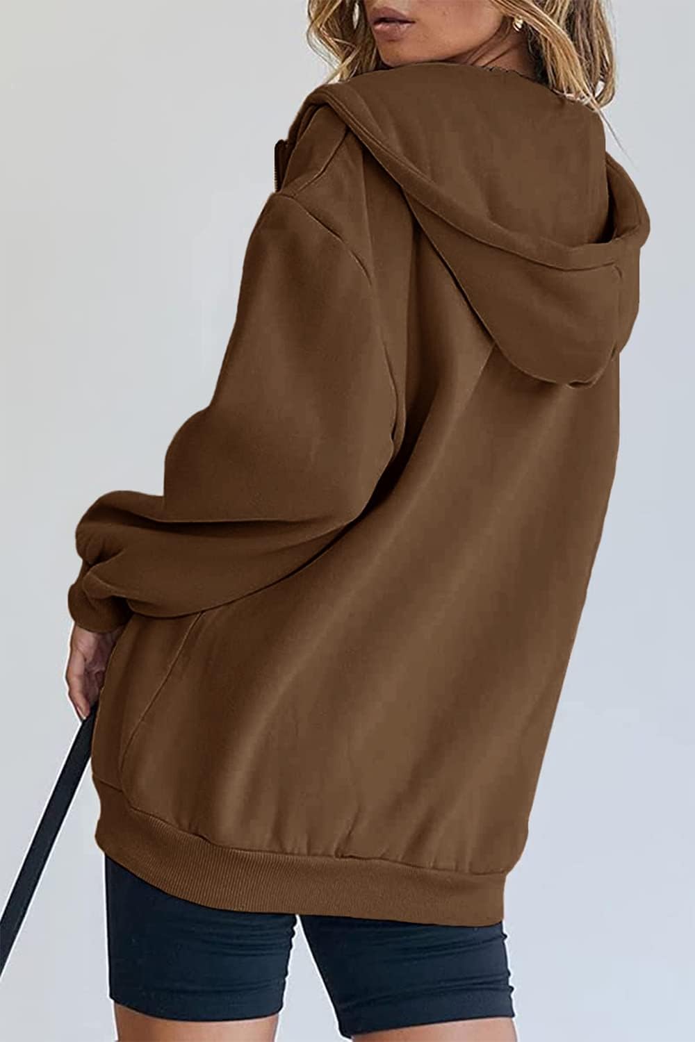 Women's Fall Zip Up Hoodies Sweatshirts Brown