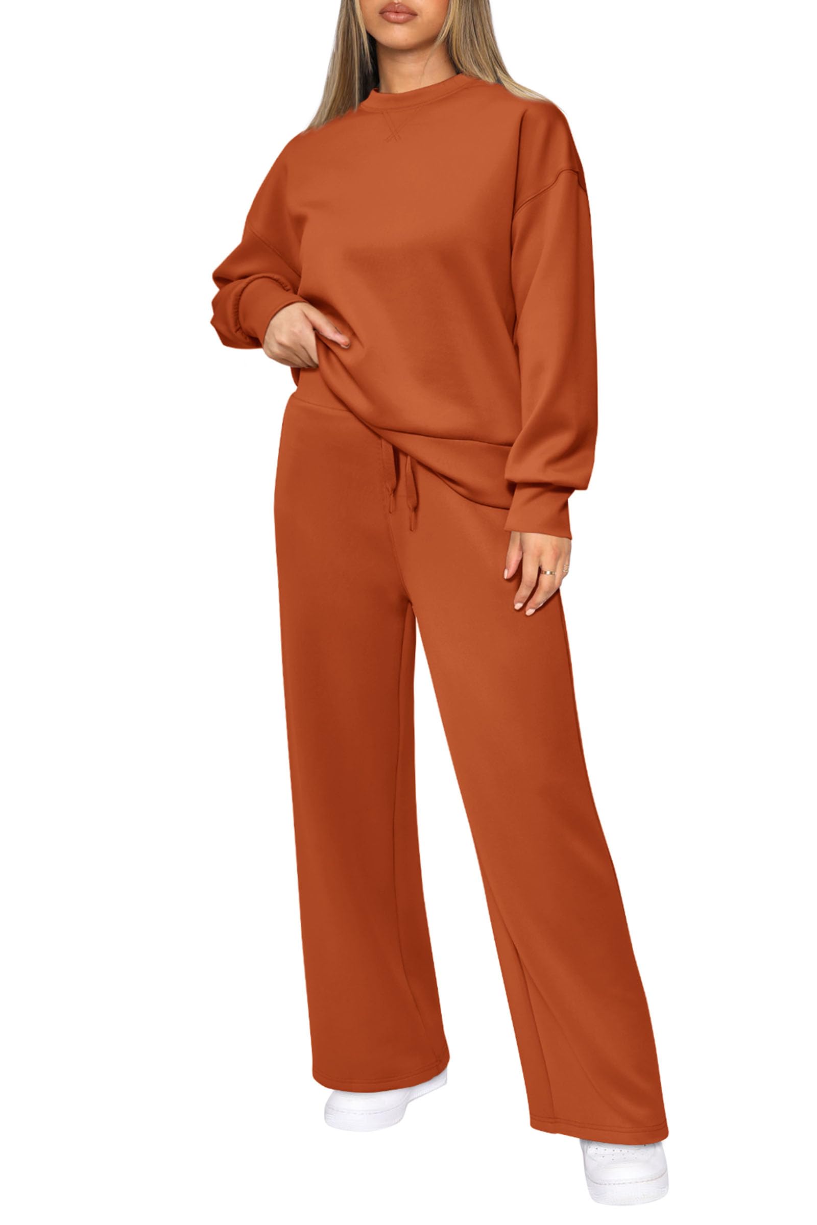 Women's 2 Piece Outfits Sweatsuits Lounge Sets,Orange,S