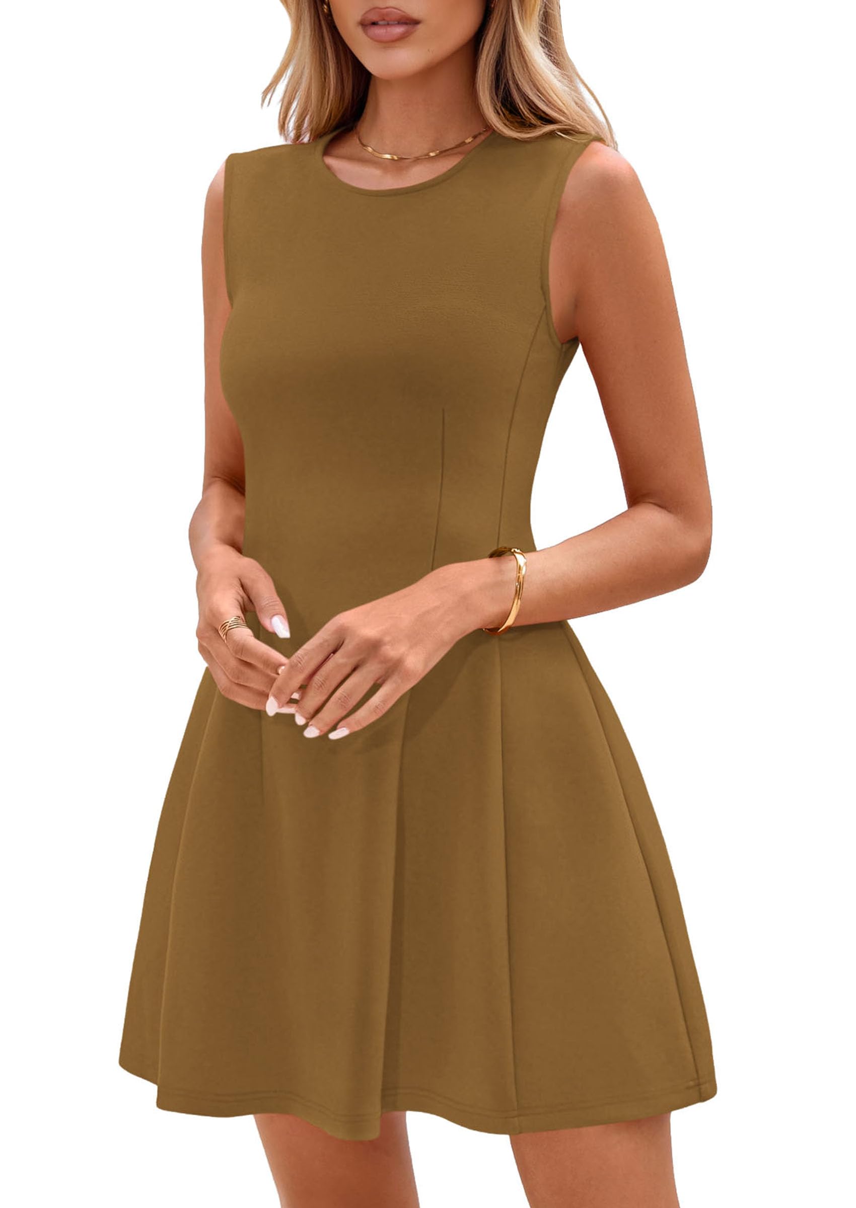 Women's A Line Elegant Summer Cocktail Dresses, Khaki,XS