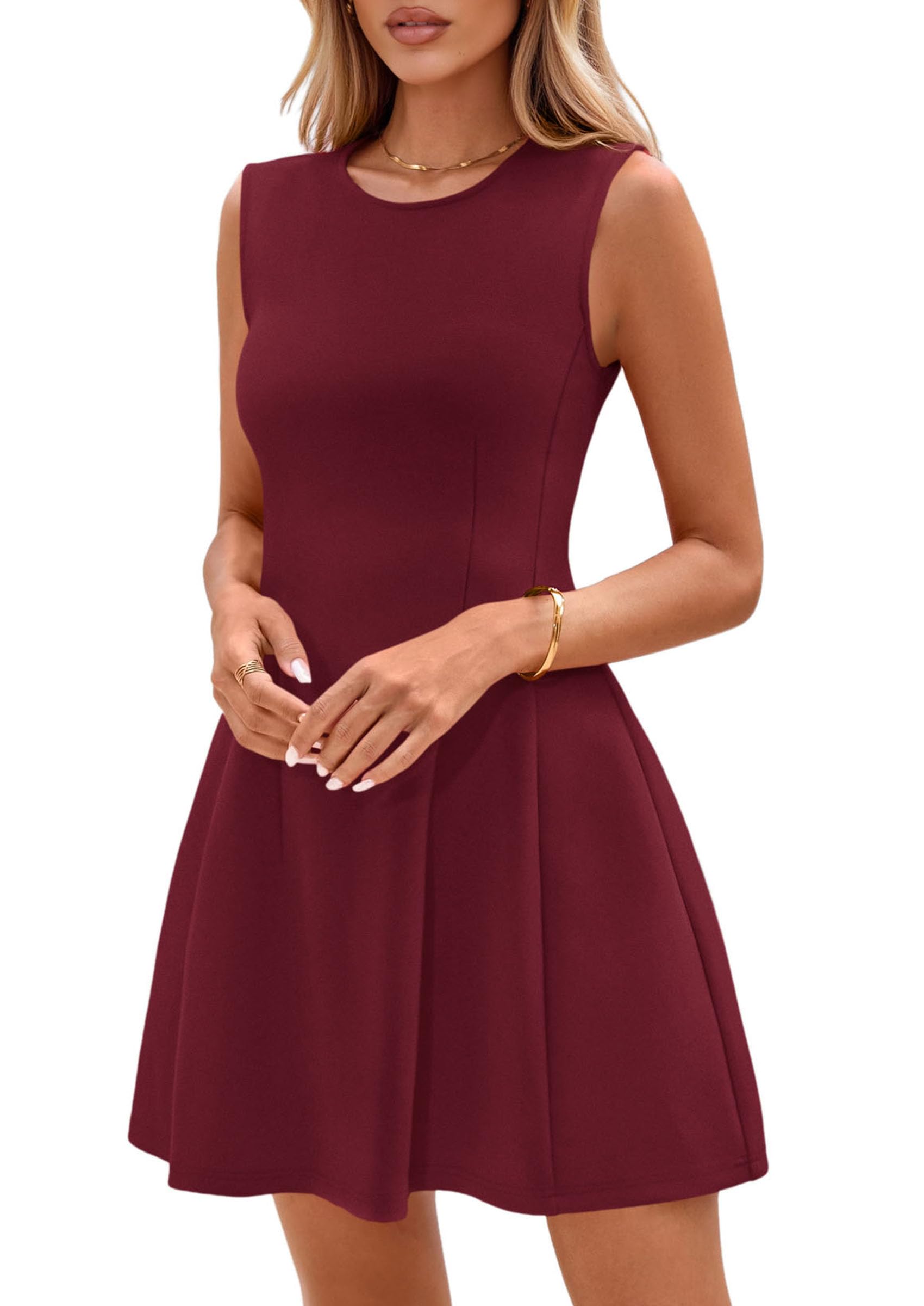 Women's A Line Elegant Summer Cocktail Dresses, Dark Red,XS