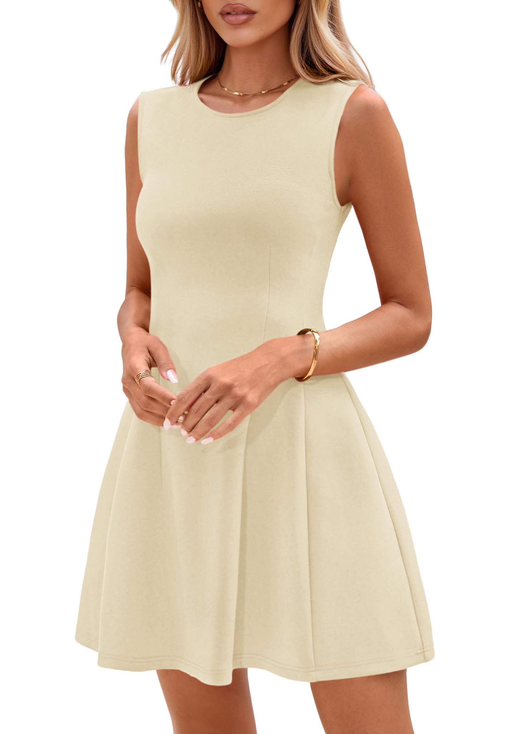 Women's A Line Elegant Summer Cocktail Dresses, Beige,XS