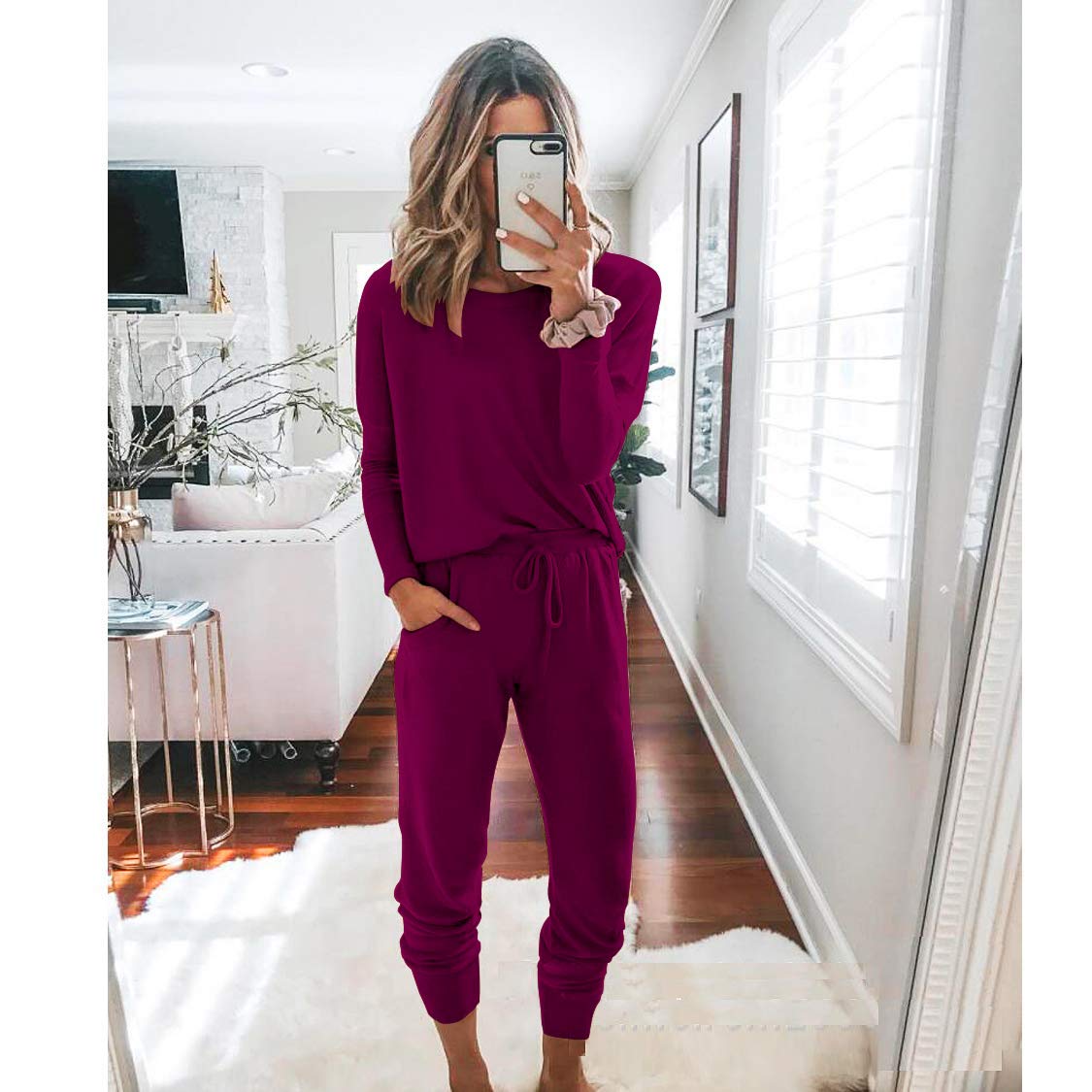 Airport Travel Outfit Women Fall 2 Piece Matching Lounge Sets