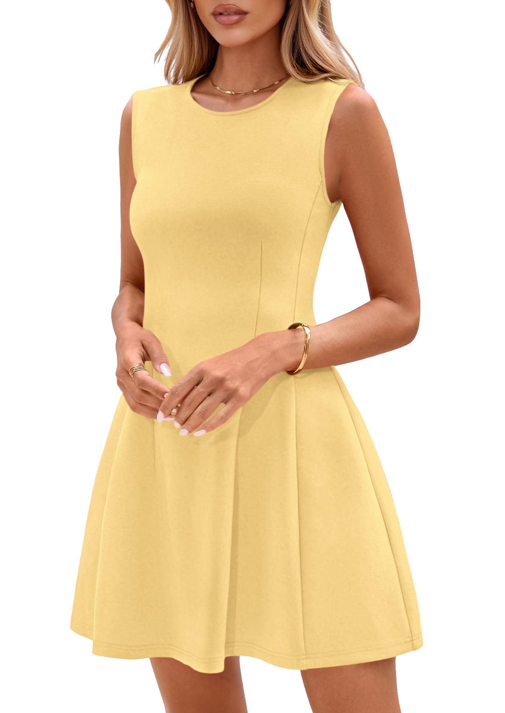 Women's A Line Elegant Summer Cocktail Dresses, Yellow,XS