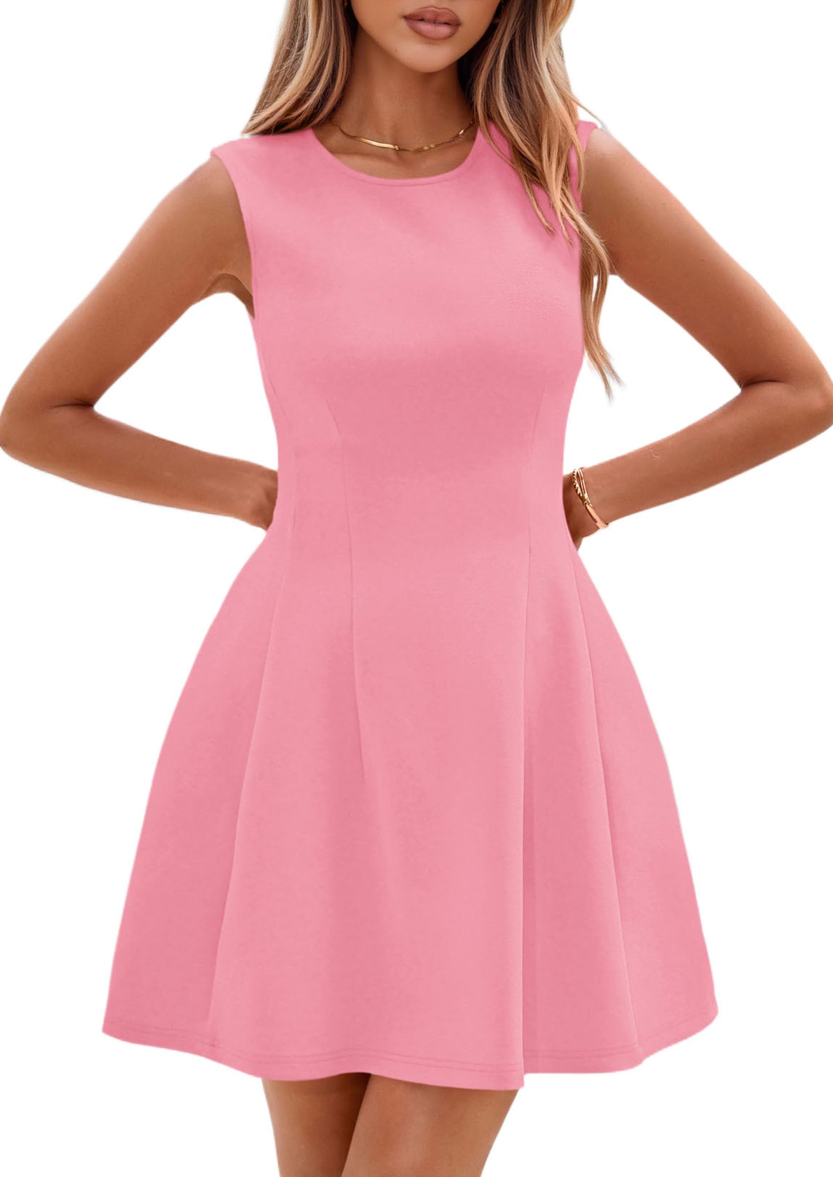 Women's A Line Elegant Summer Cocktail Dresses, Pink,XS