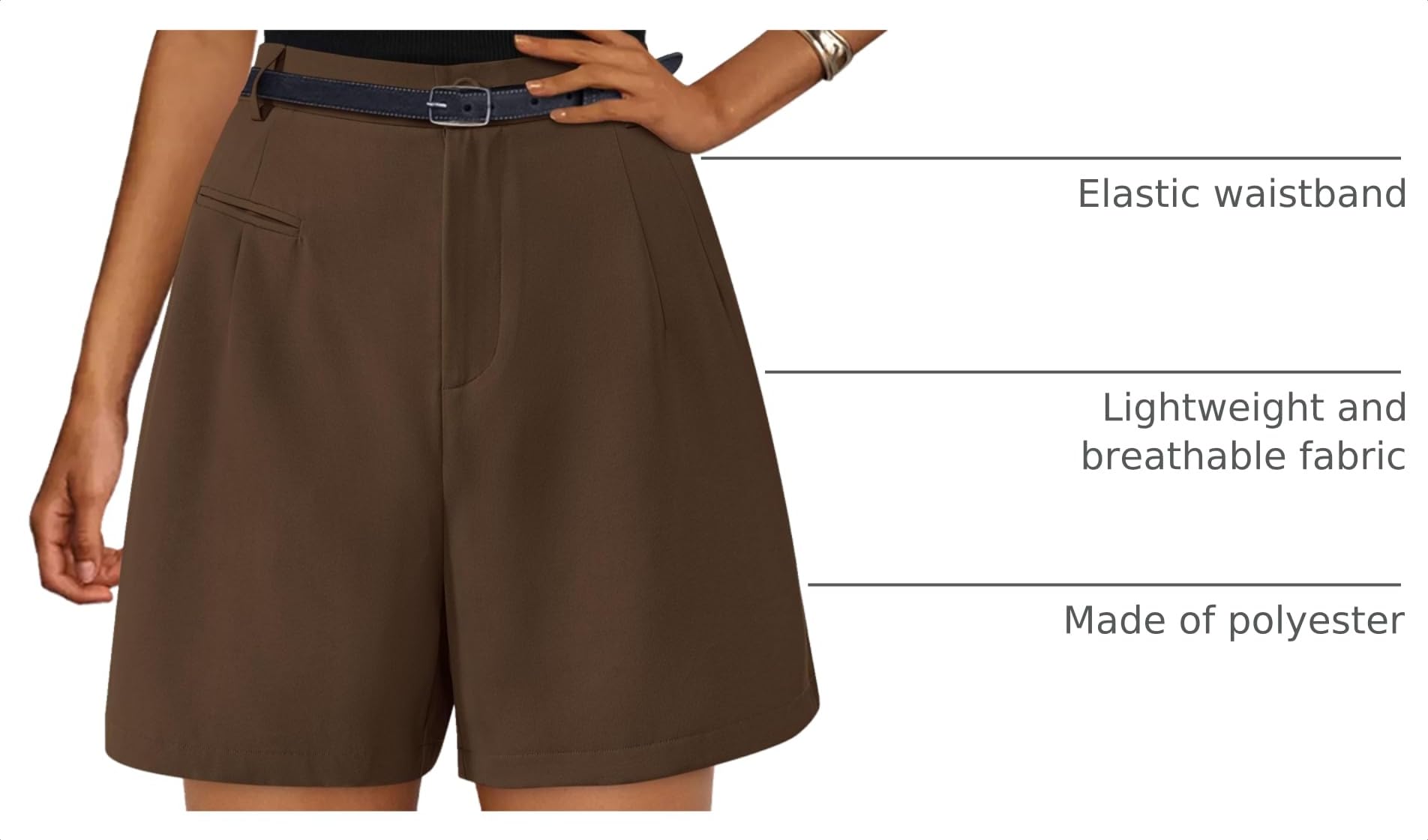 Women's Summer Shorts Business Casual Outfits,Brown,S