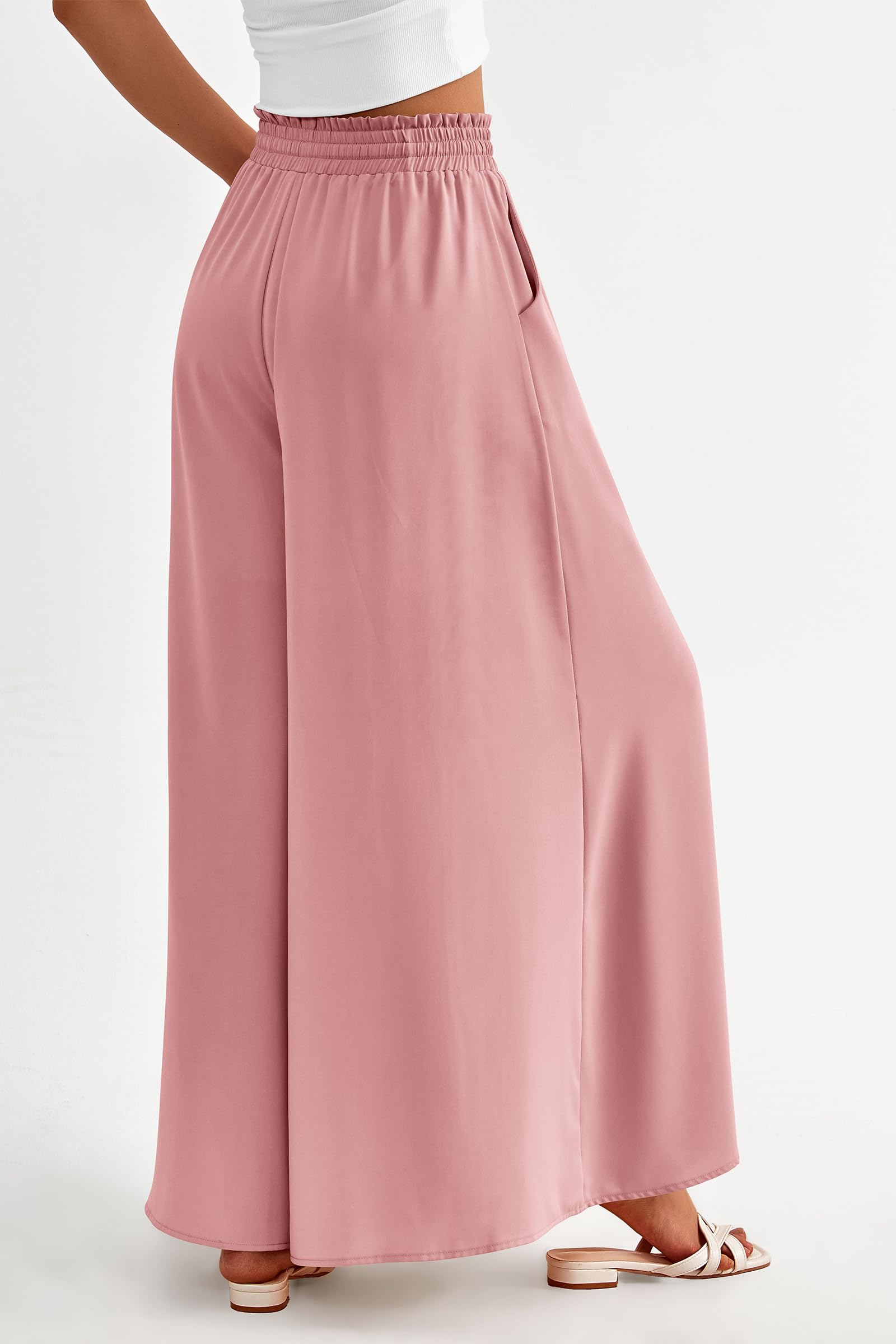 Summer Wide Leg Palazzo Pants for Women Casual,Pink,S