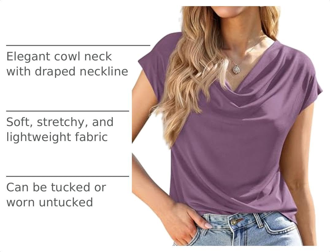 Womens Tops Dressy Business Casual Work Blouses, Purple,XS