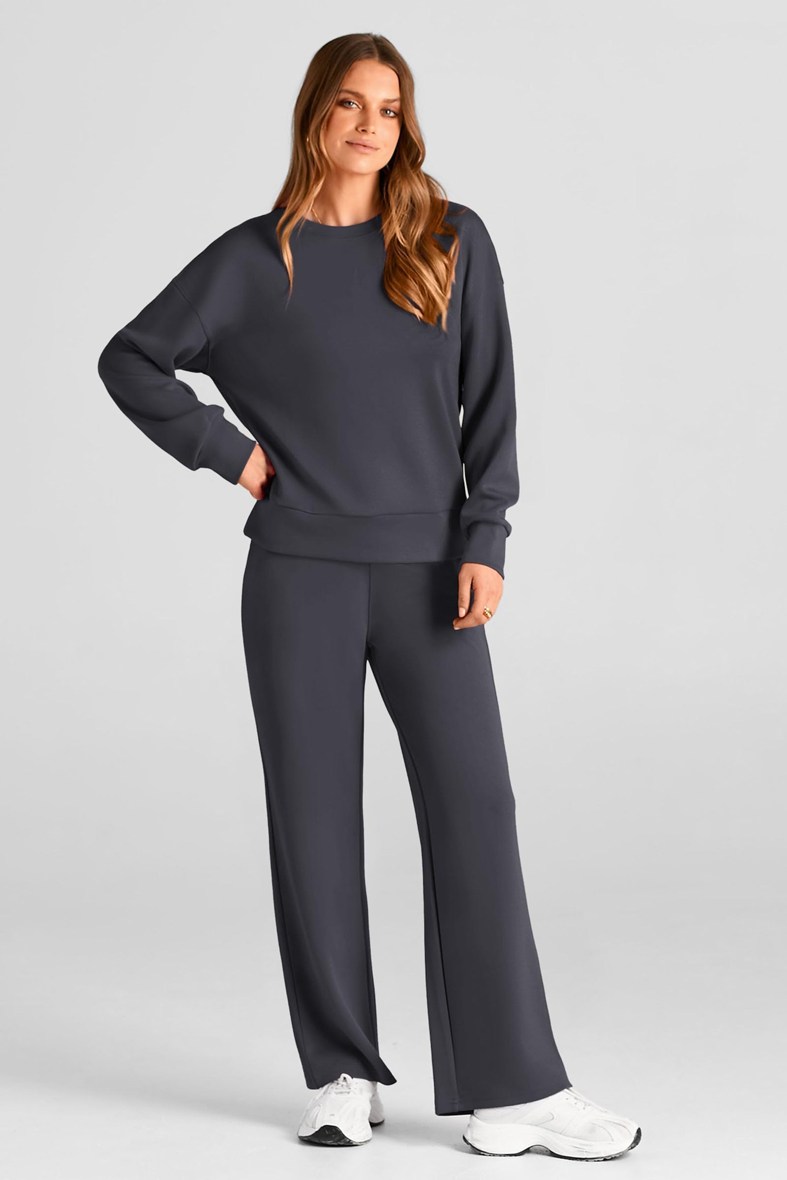 Women's 2 Piece Outfits Sweatsuits Lounge Sets,Dark Grey,S