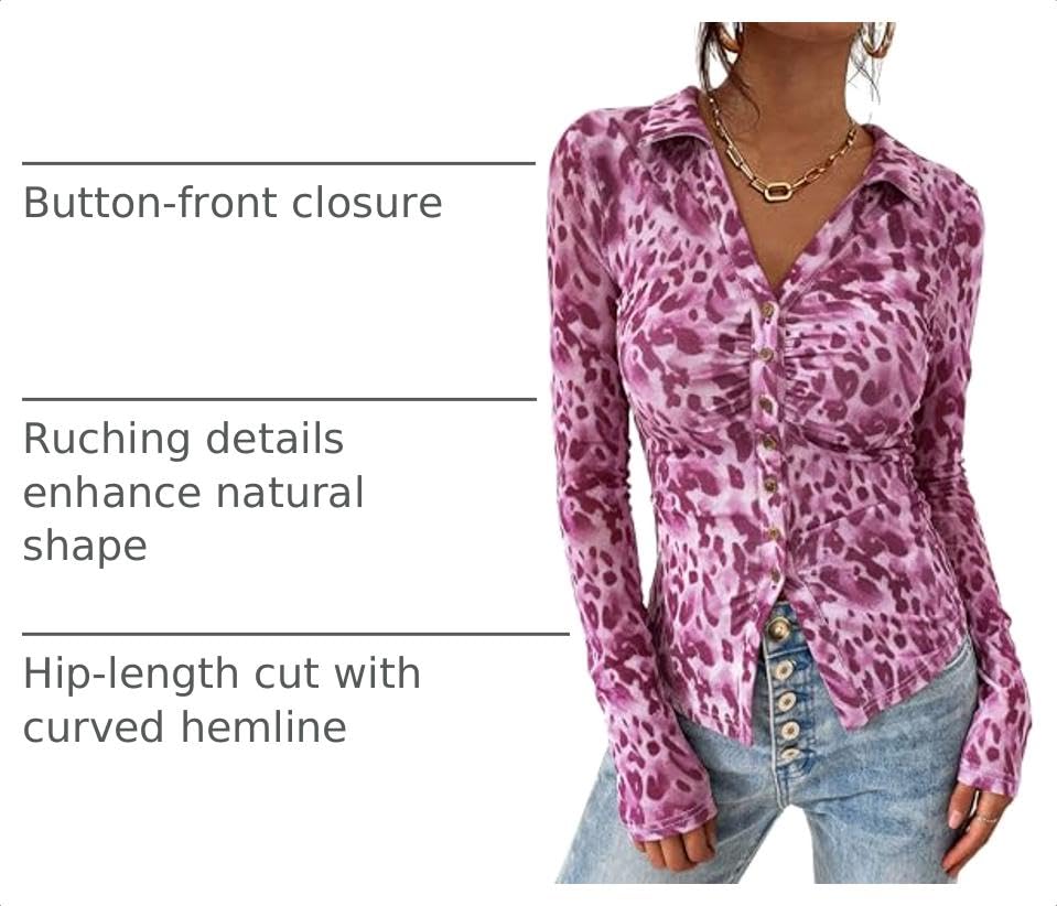 Women's Button Down Shirts Boho Mesh Floral Going Out Tops