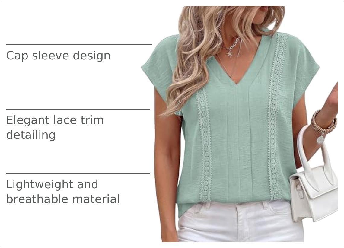 Women's Summer Tops Dressy Casual Blouses,Light Green,S