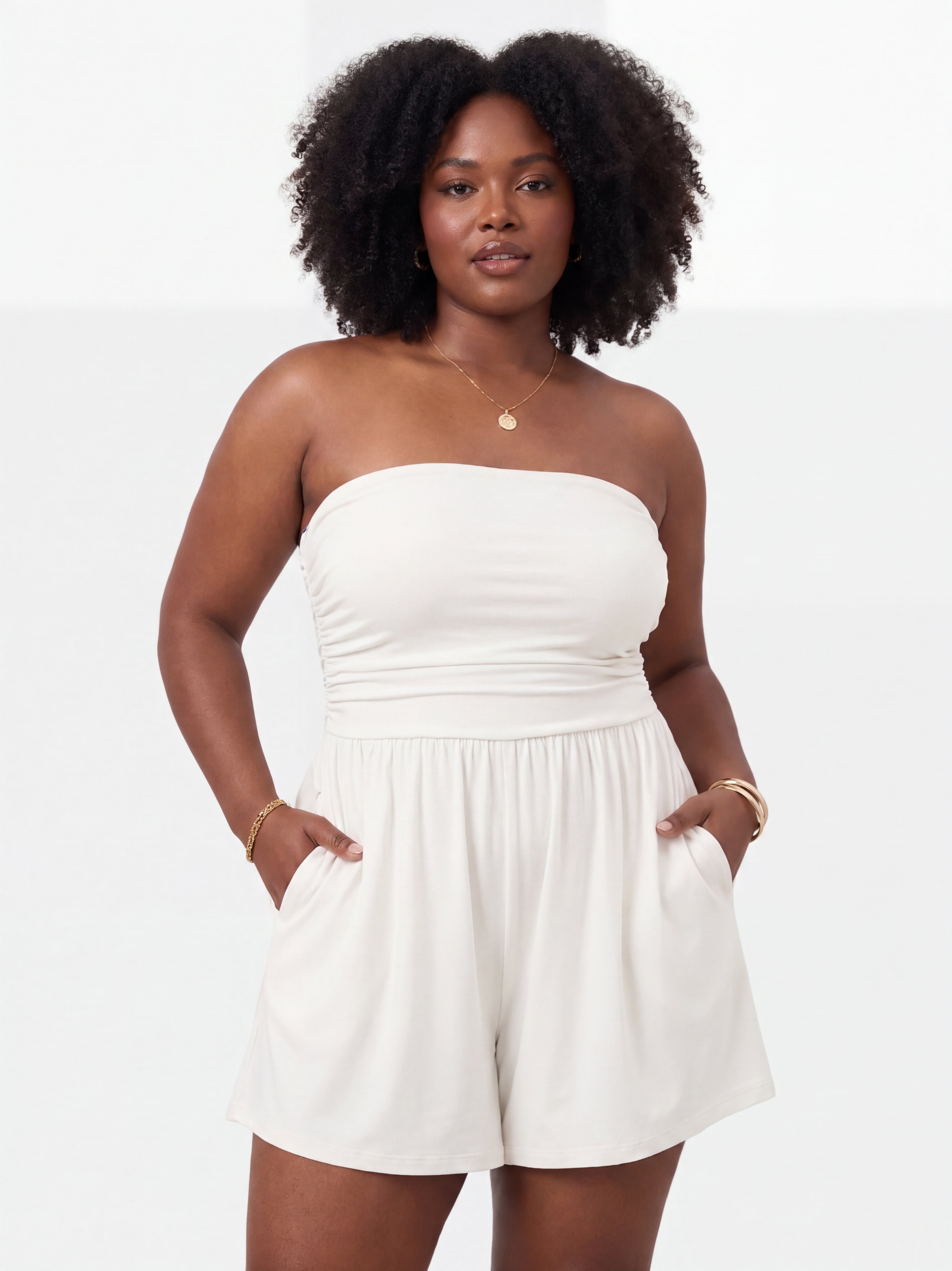 Summer Womens Romper 2026 Spring Strapless Tube With Pockets