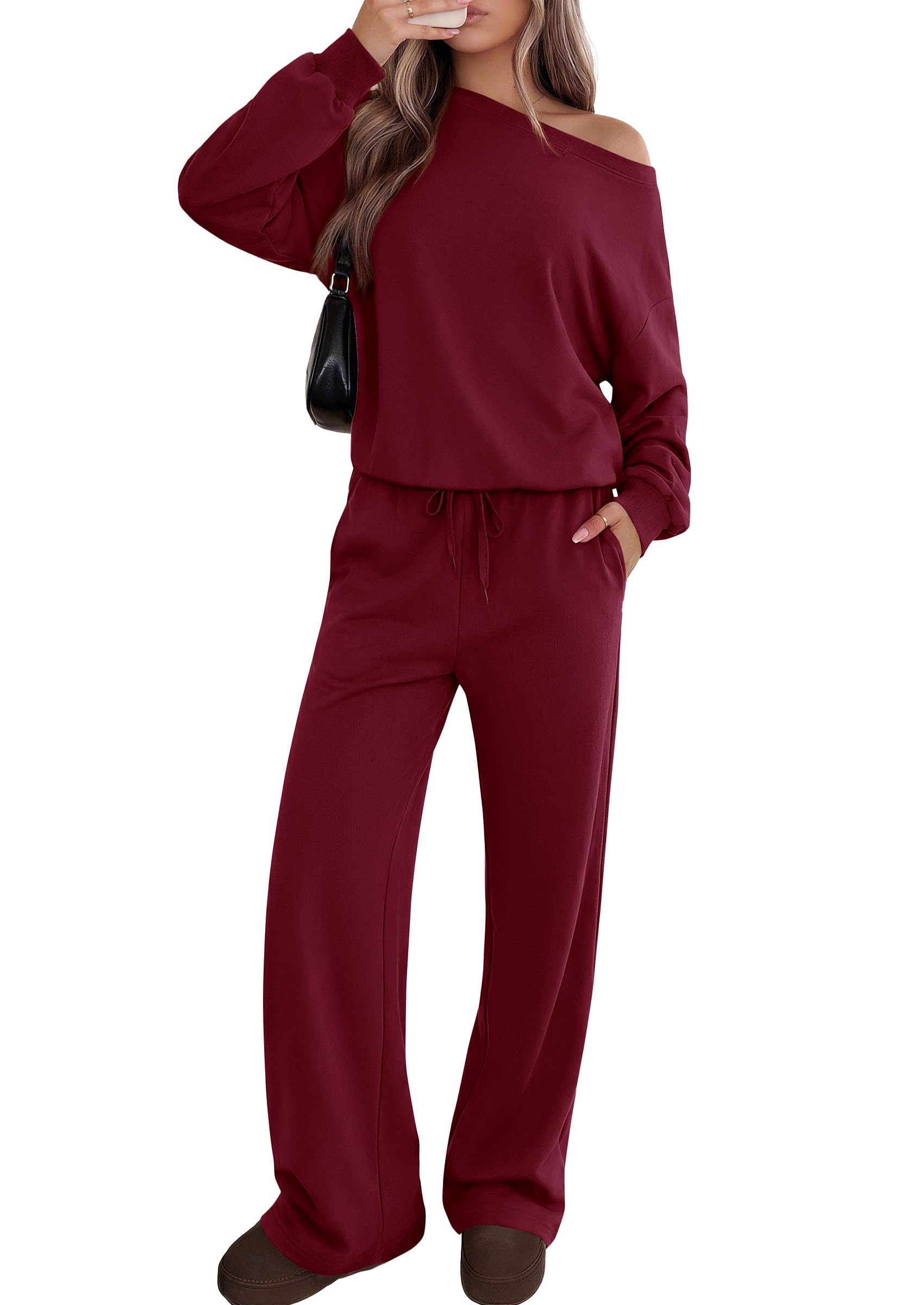 2 Piece Sets for Women Off the Shoulder Matching Lounge Set