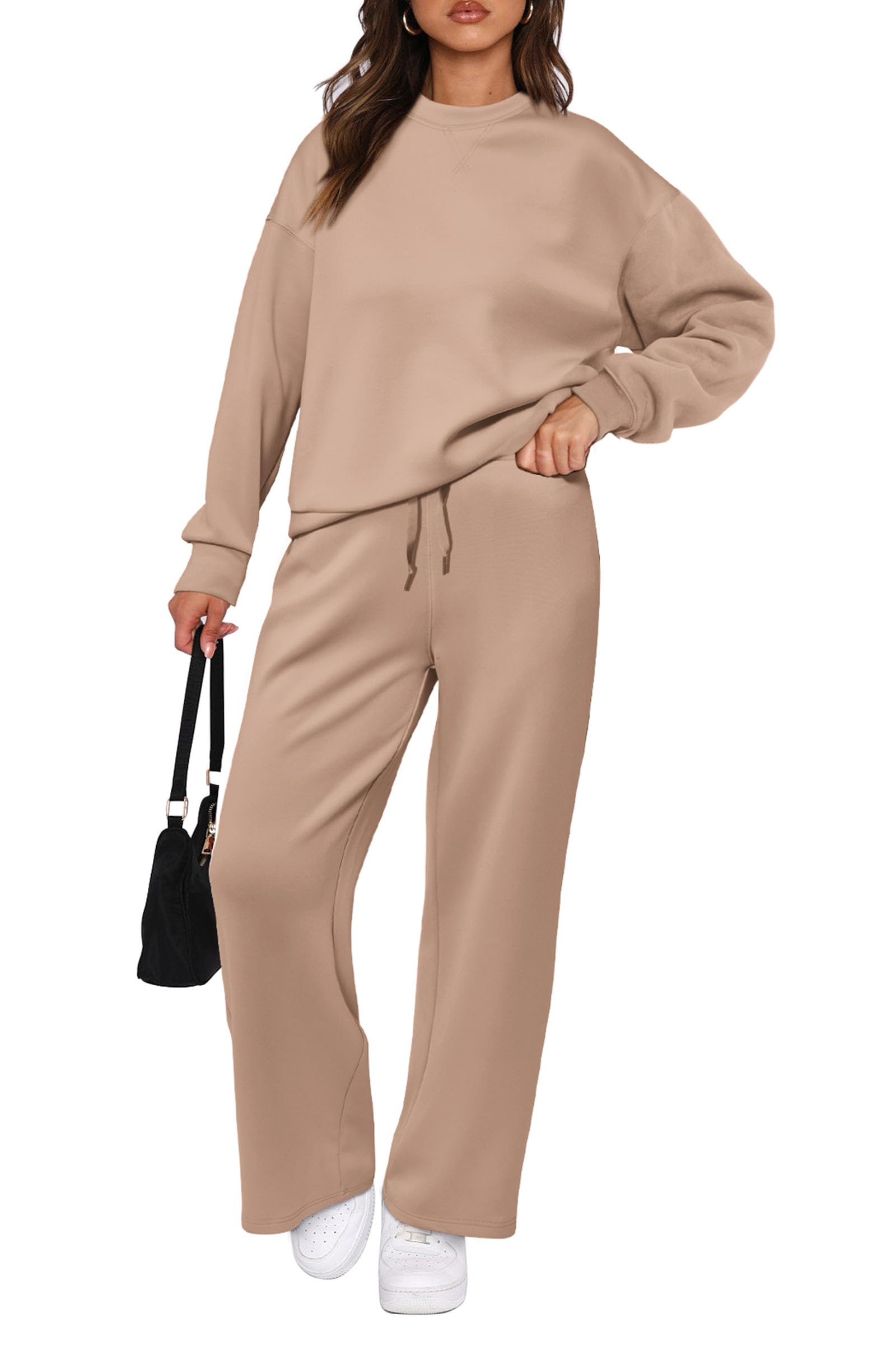Women's 2 Piece Outfits Sweatsuits Lounge Sets,Khaki,S