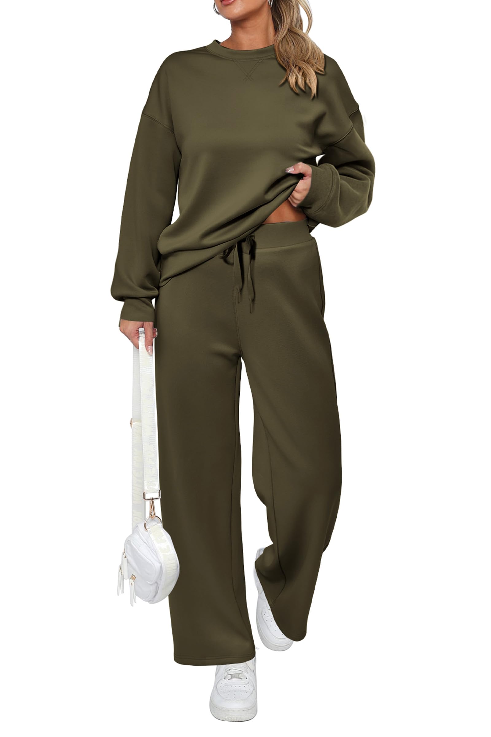 Women's 2 Piece Outfits Sweatsuits Lounge Sets,Army Green,S