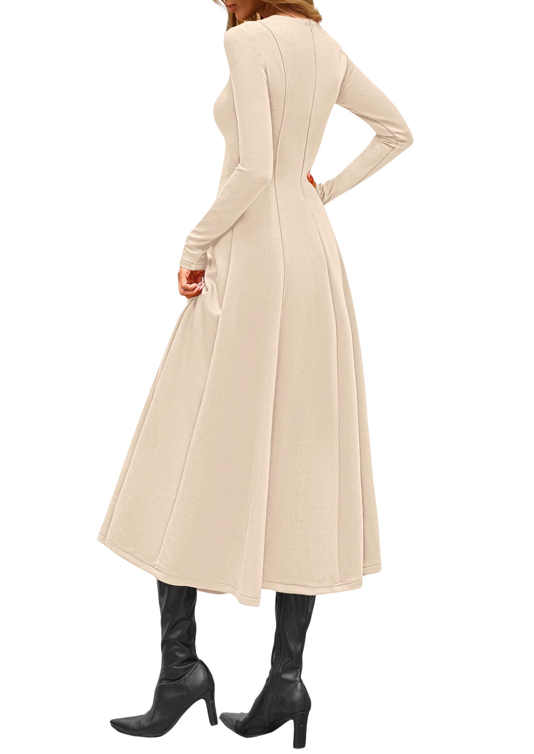 Women's Fall Long Sleeve A Line Midi Elegant Cocktail Dress