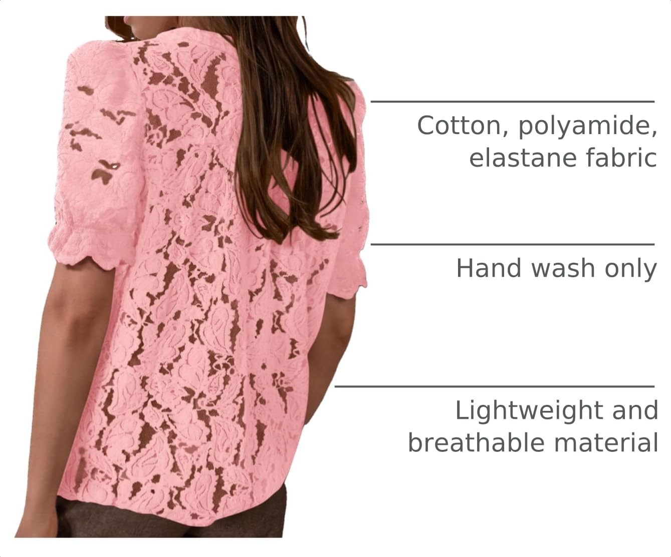 Womens Lace Tops Button Down Short Sleeve Shirts,Pink,S