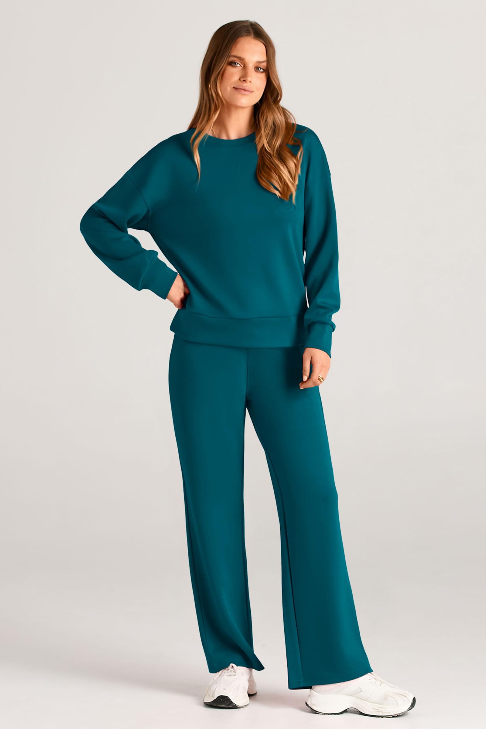 Women's 2 Piece Outfits Sweatsuits Lounge Sets,Blue Green,S