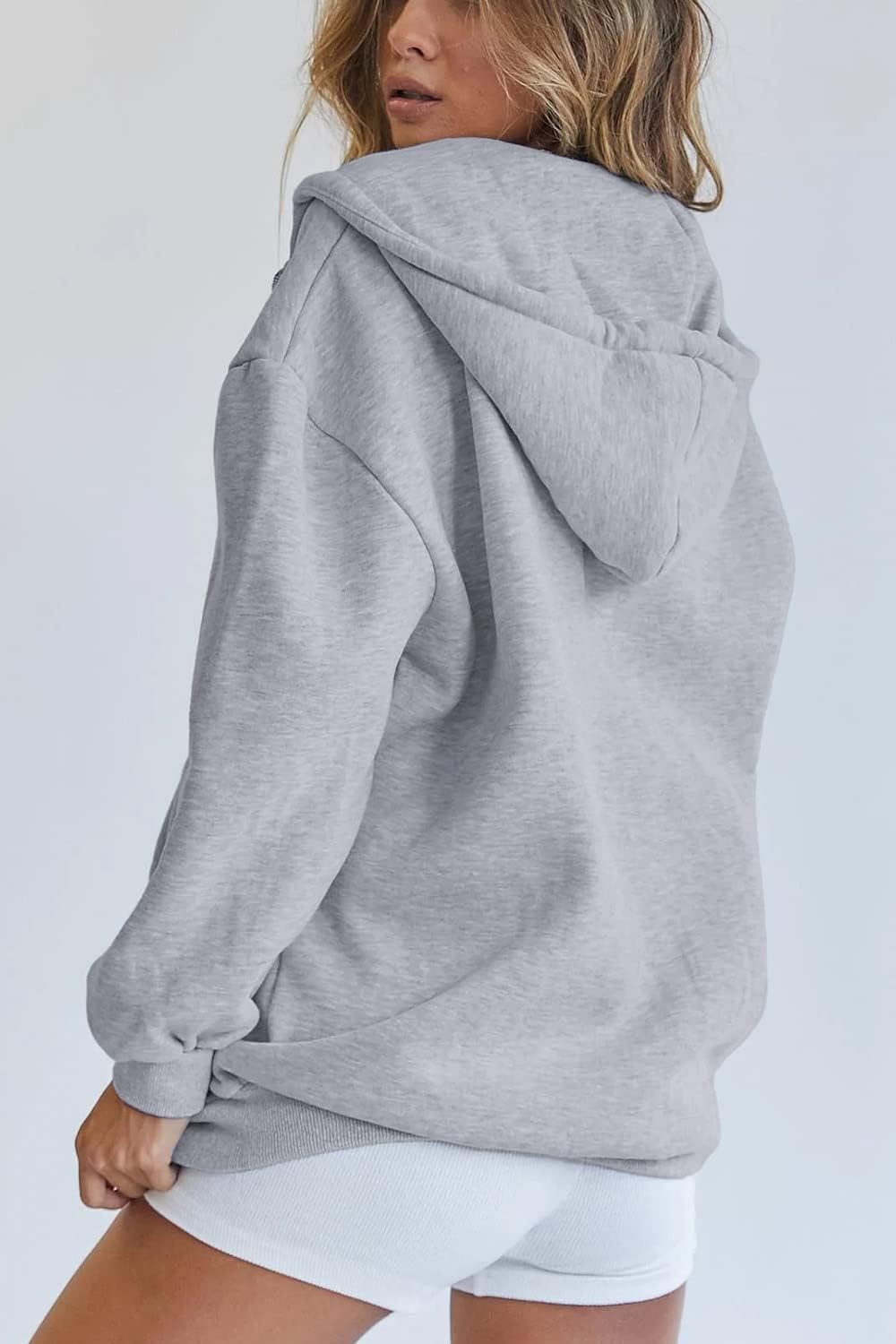 Women's Fall Zip Up Hoodies Sweatshirts Grey
