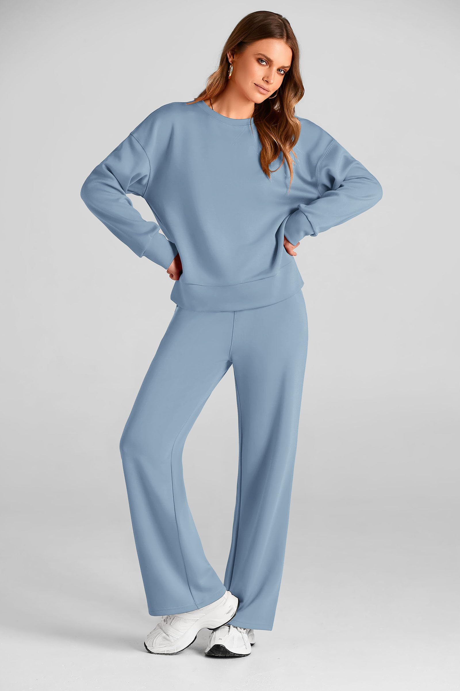 Women's 2 Piece Outfits Sweatsuits Lounge Sets,Light Blue,S