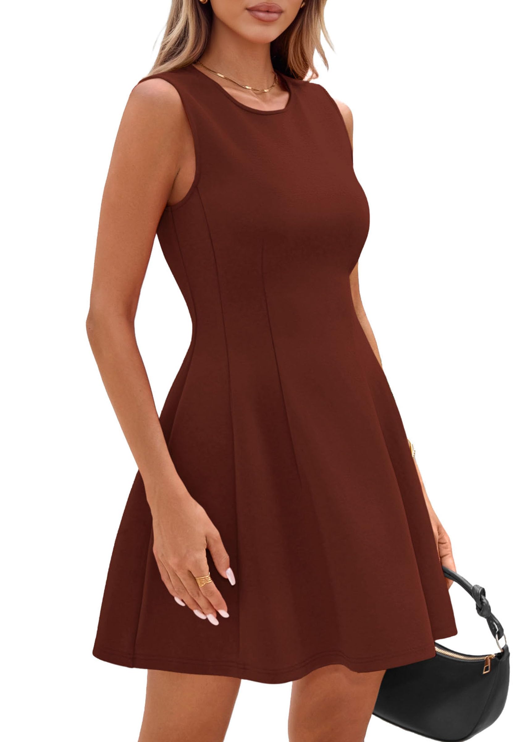 Women's A Line Elegant Summer Cocktail Dresses, Brick Red,XS
