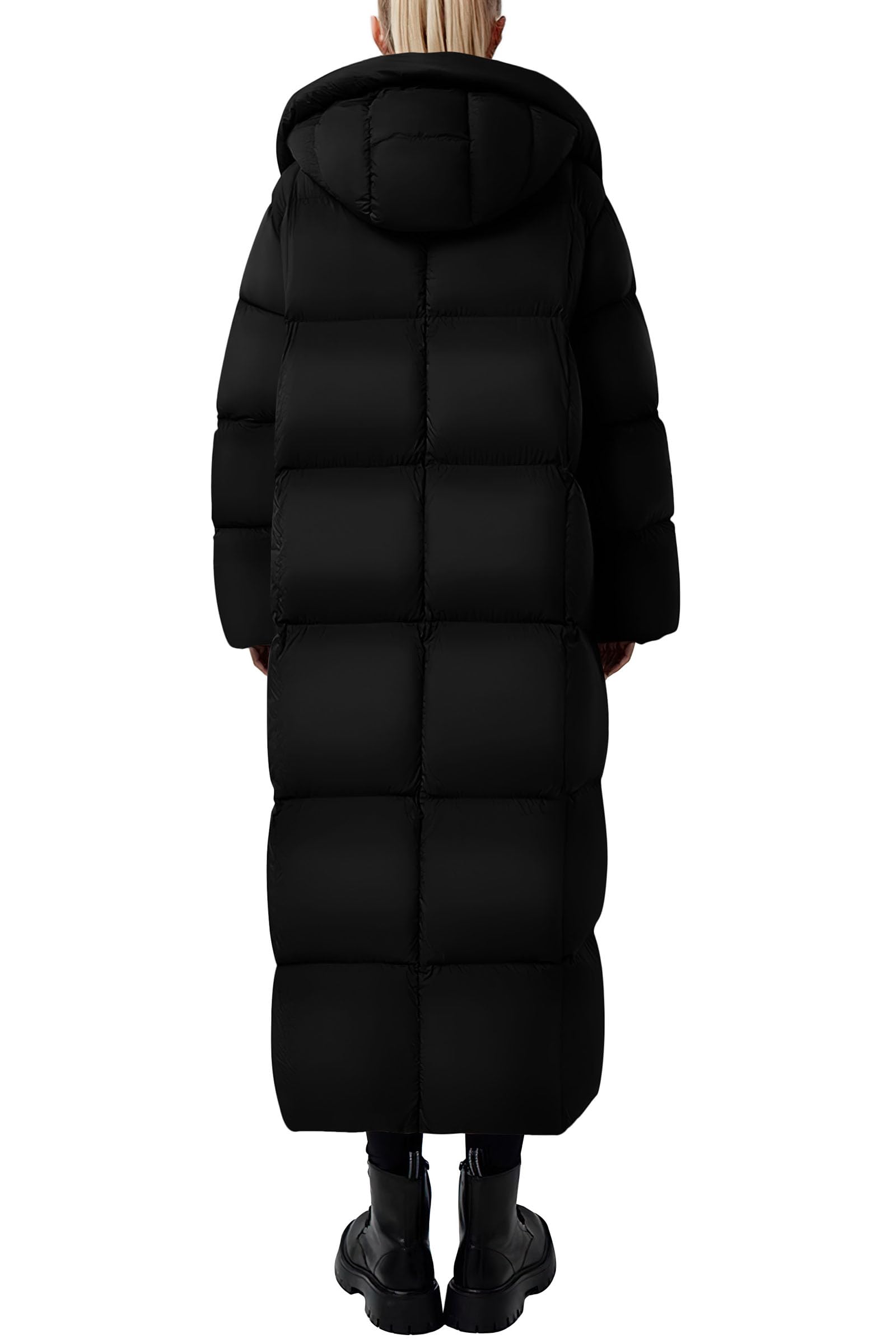 Women's Trendy Winter Long Puffer Coats(Black,X-Small)