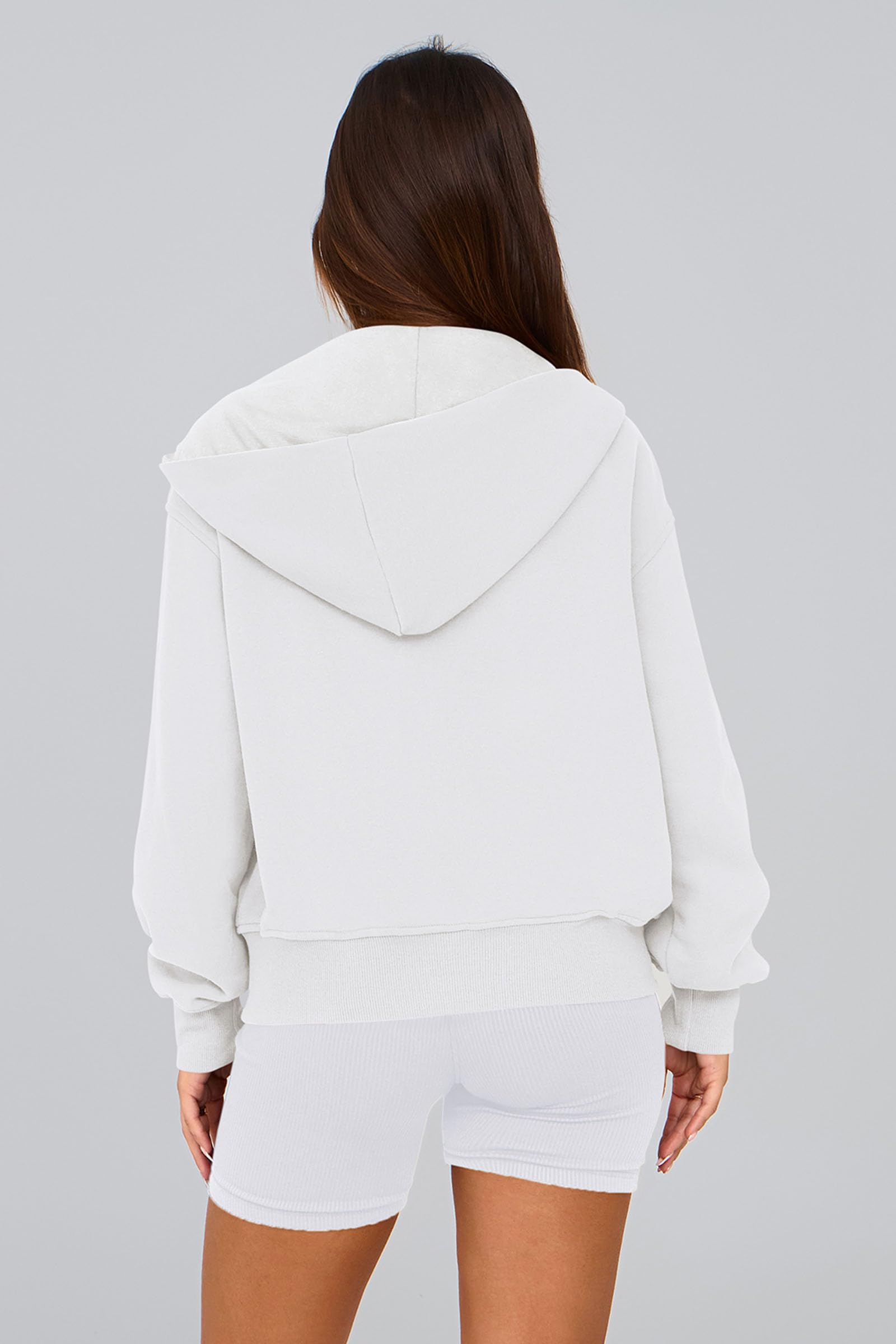 Hoodies for Women Fall Fashion Zip Up Fleece Plain Sweatshirt