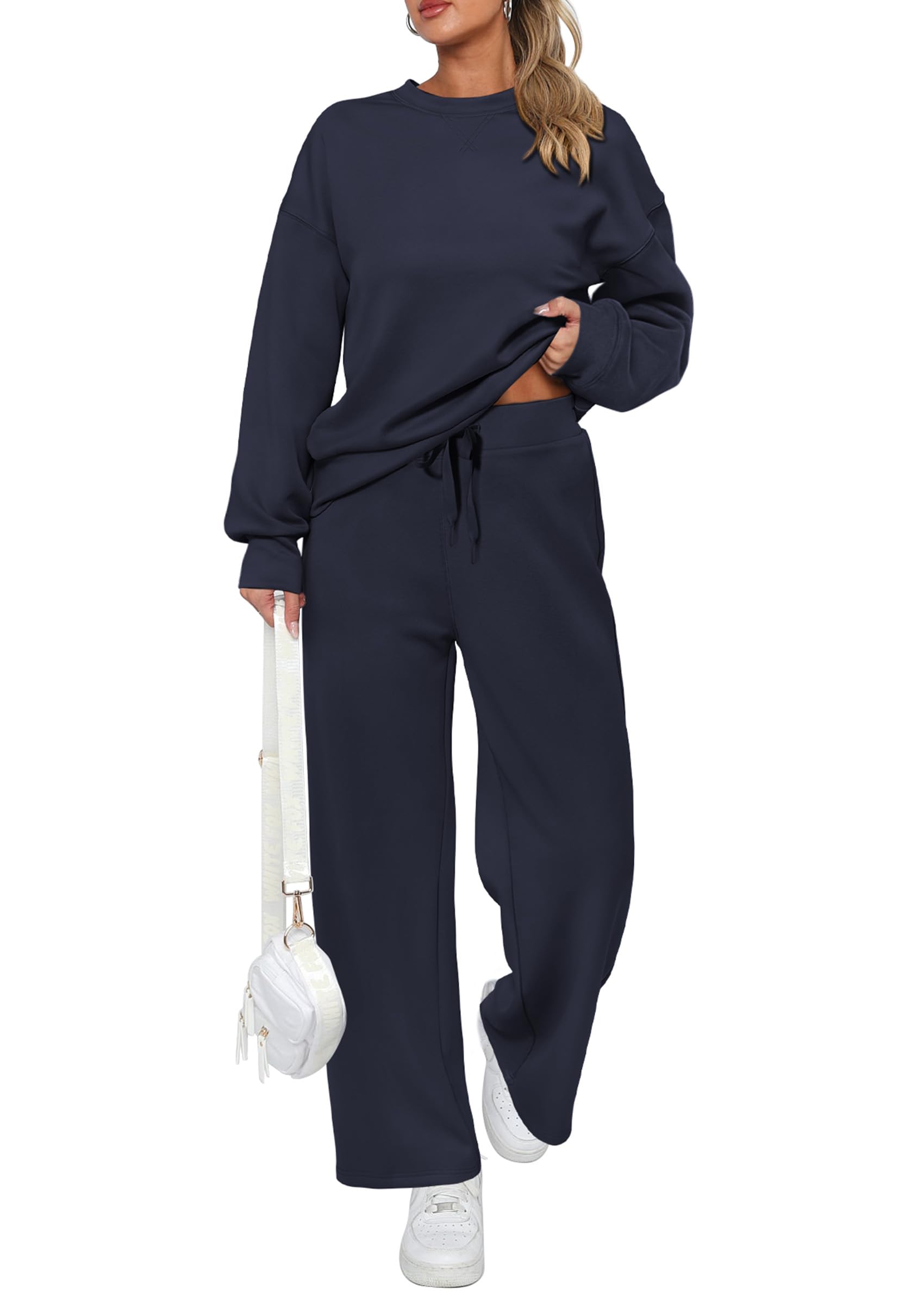 Women's 2 Piece Outfits Sweatsuits Lounge Sets,Navy,S
