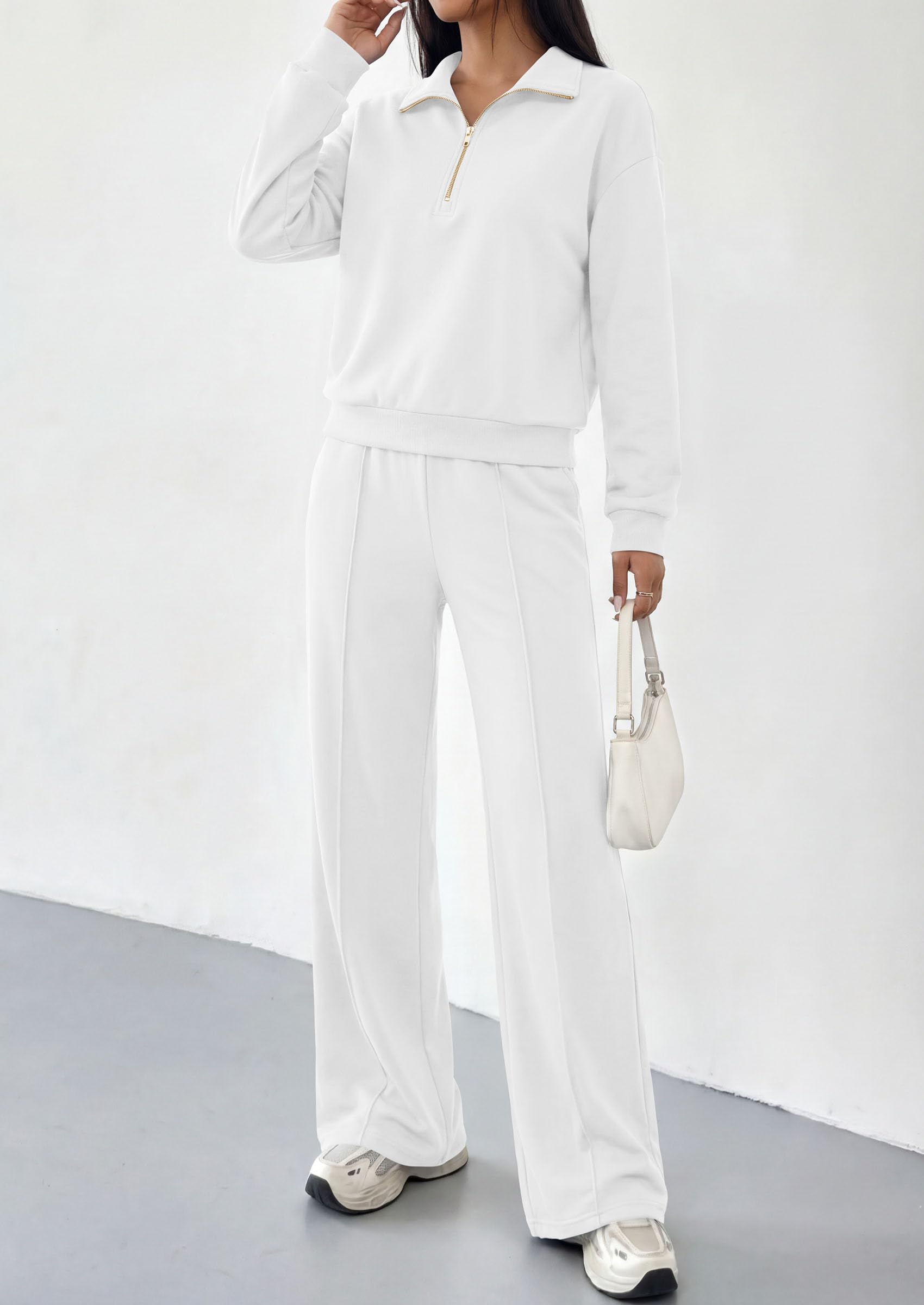 Women's Lounge Sets 2 Piece Outfits Sweatsuits,White,S