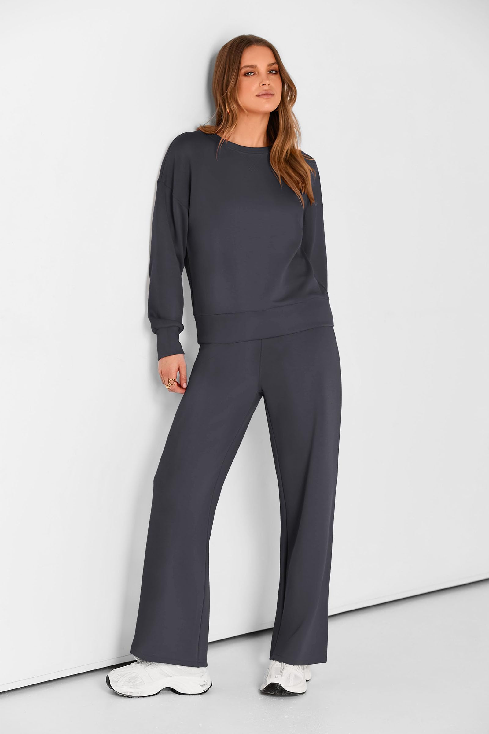Women's 2 Piece Outfits Sweatsuits Lounge Sets,Dark Grey,S