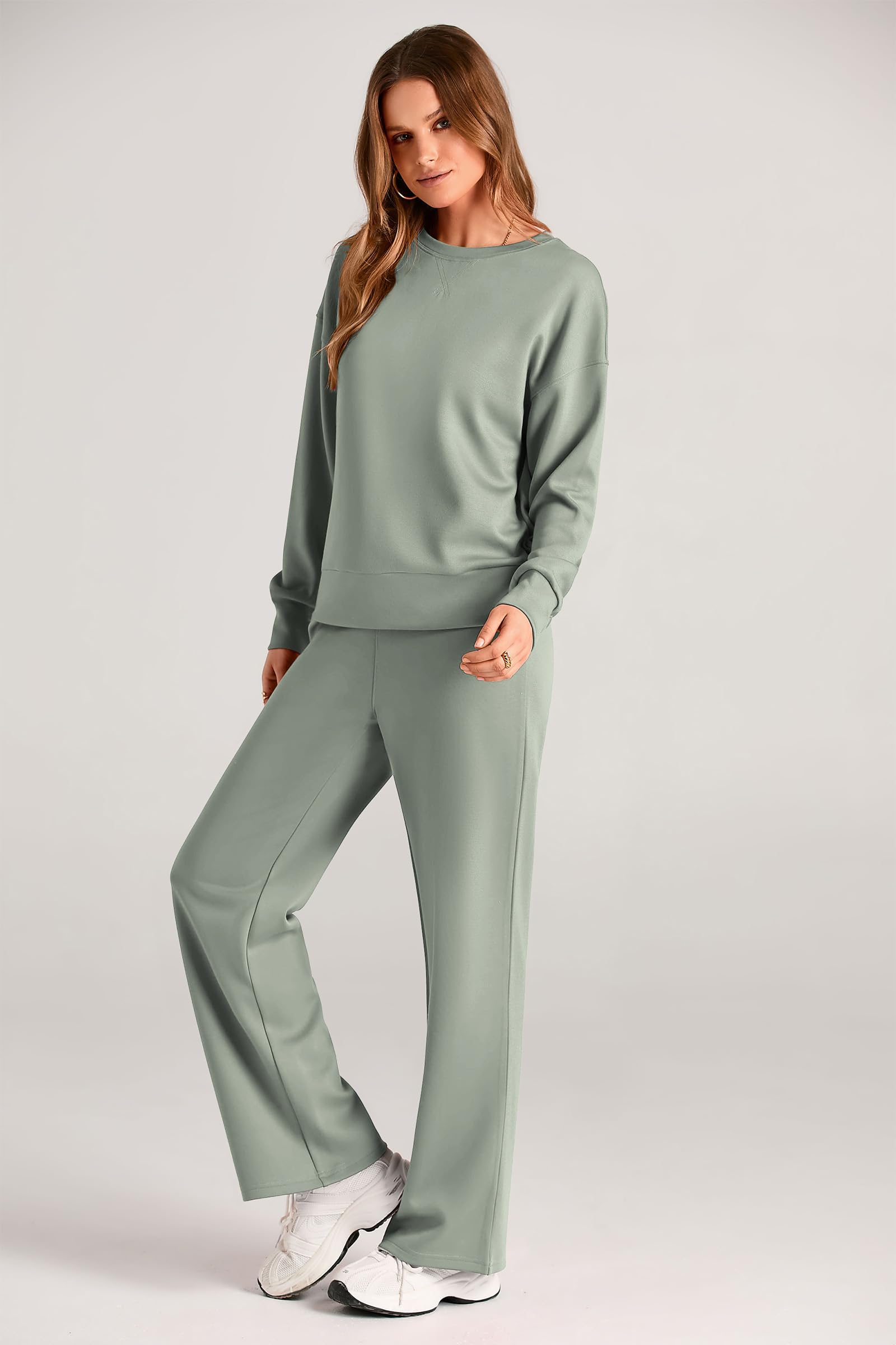 Women's 2 Piece Outfits Sweatsuits Lounge Sets,Light Green,S