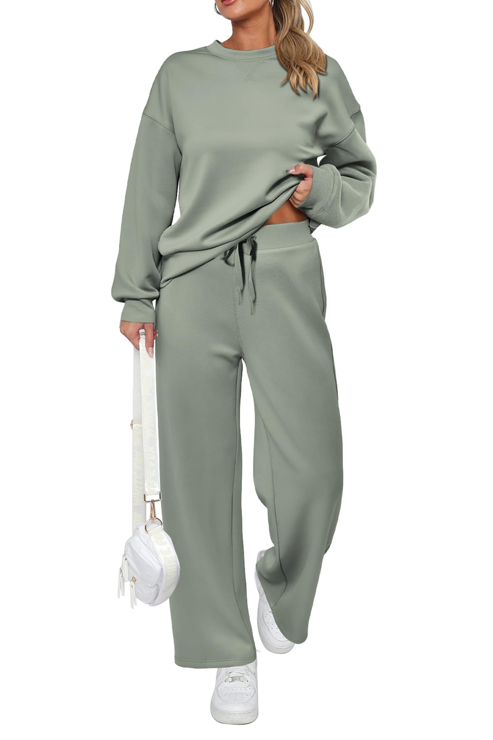 Women's 2 Piece Outfits Sweatsuits Lounge Sets,Light Green,S