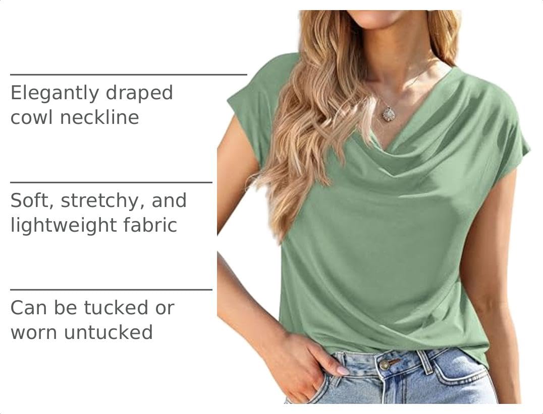 Womens Tops Dressy Business Casual Work Blouses, Sage Green,XS